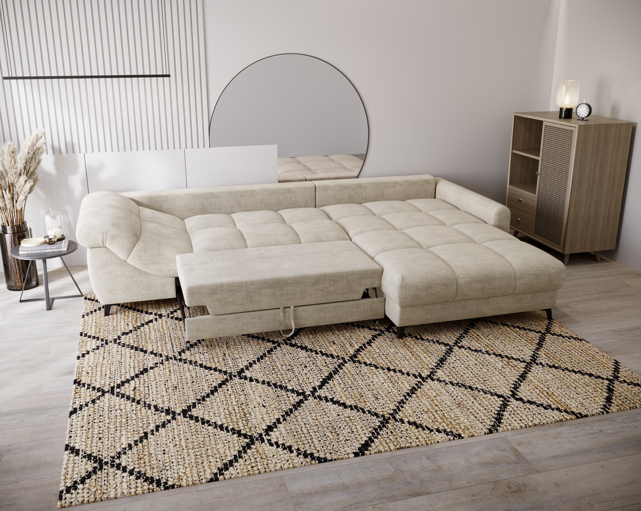 Ecksofa mit Schlaffunktion & Bettkasten Lettica