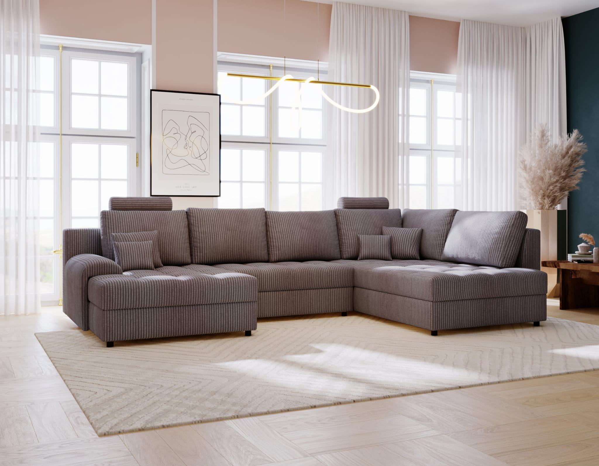 Wohnlandschaft APRIL mit Schlaffunktion & Bettkasten 