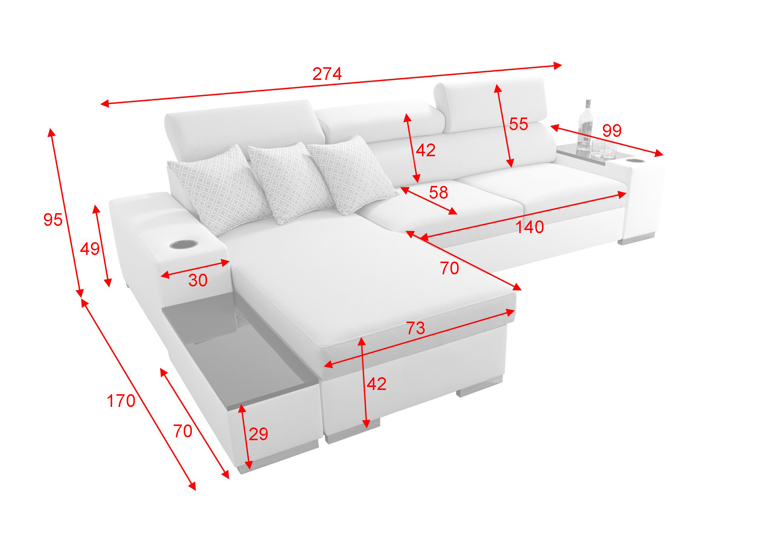 Ecksofa mit Schlaffunktion David mini