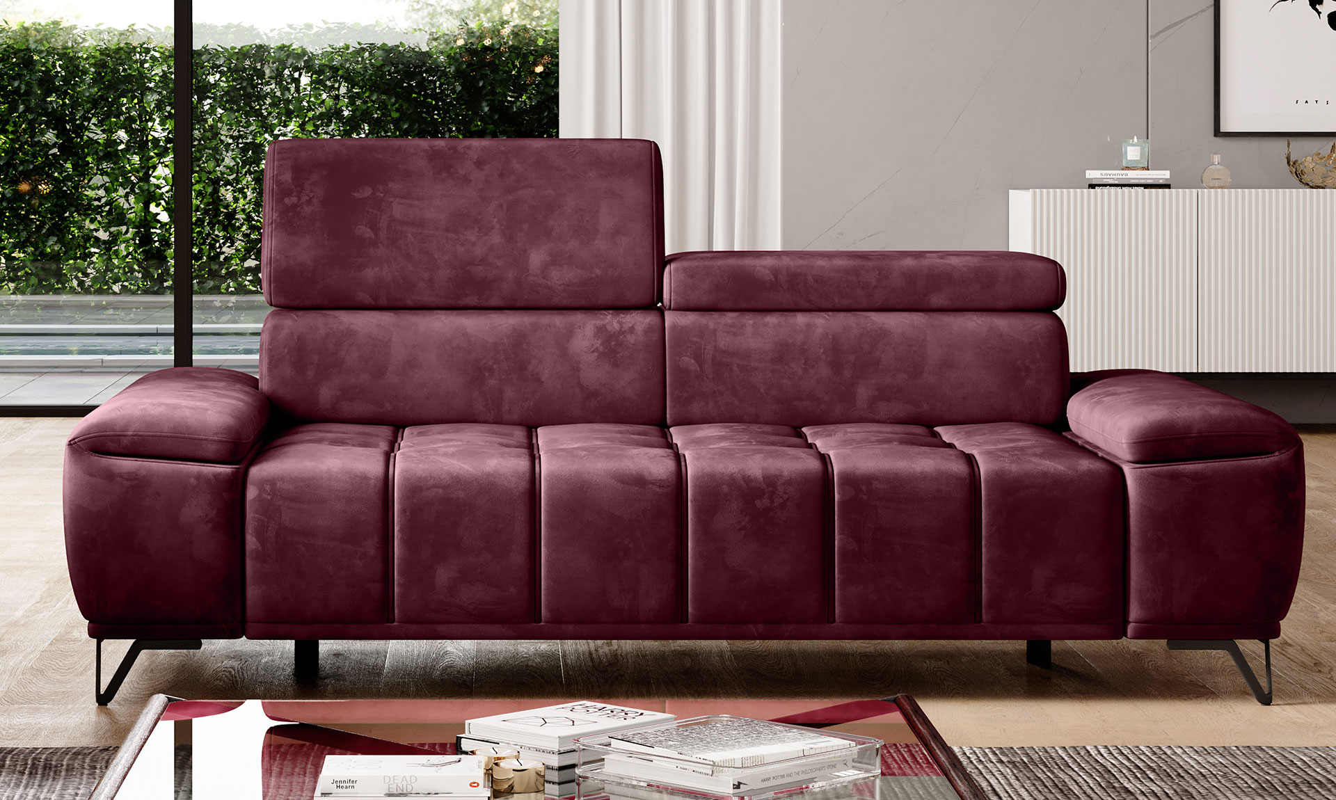 Sofa mit Sitztiefenverstellung FLAVIO 2 rot
