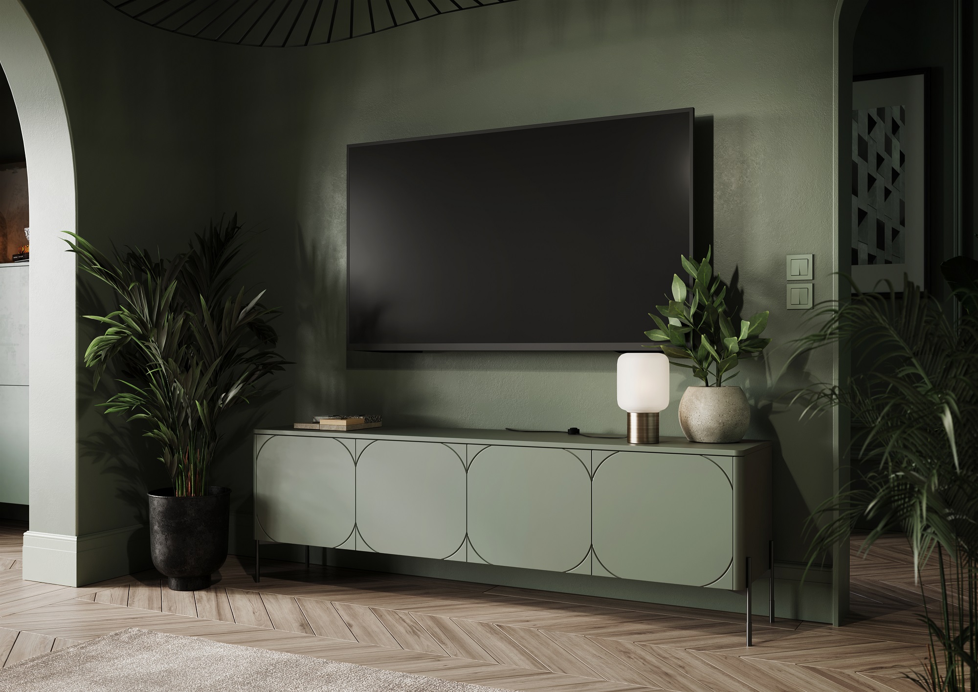 TV-Lowboard grün Sonatia