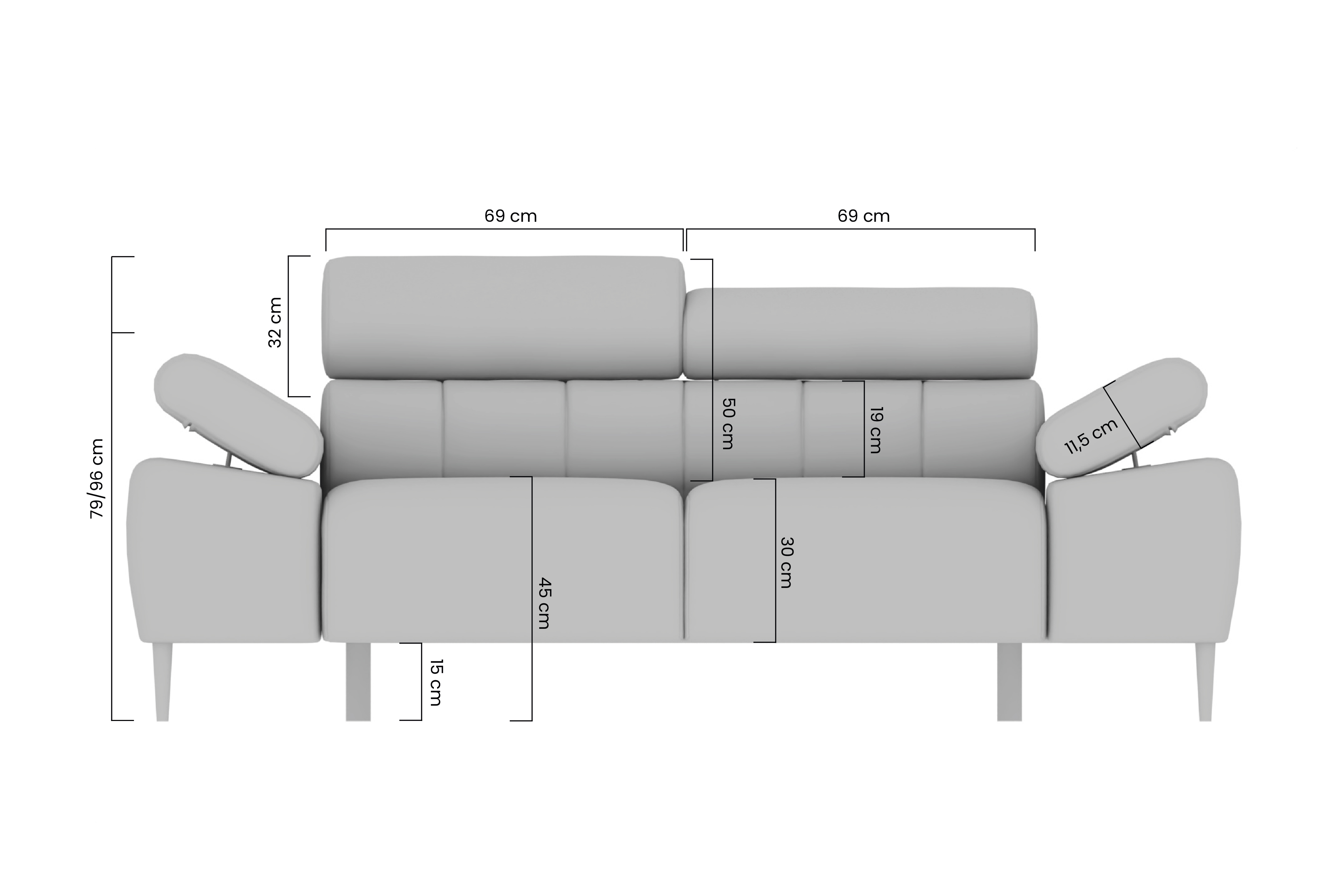 2-Sitzer Sofa mit mit Elektrische Sitztiefenverstellung Taloria 2-Sitzer Sofa mit mit Elektrische Sitztiefenverstellung Taloria
