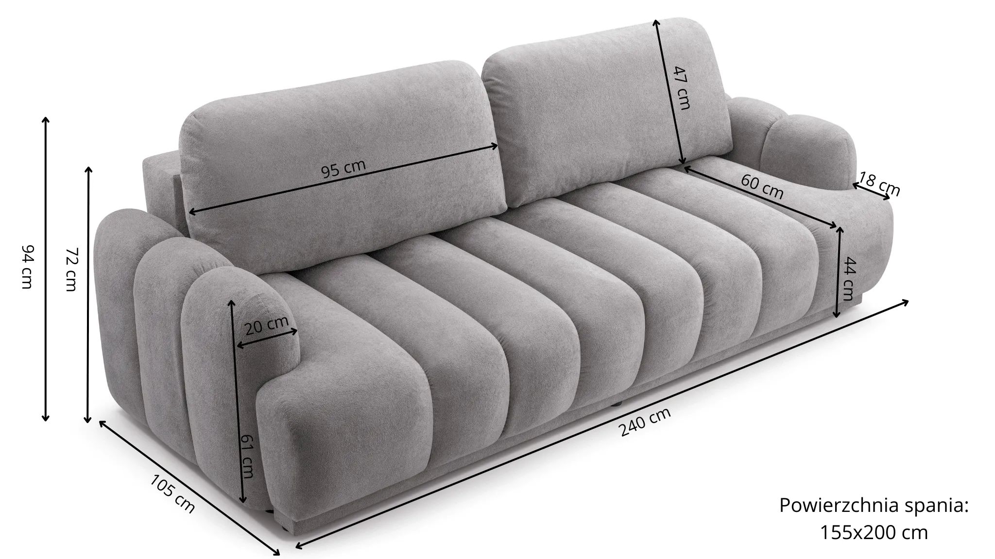 Schlafsofa mit Bettkasten Linea