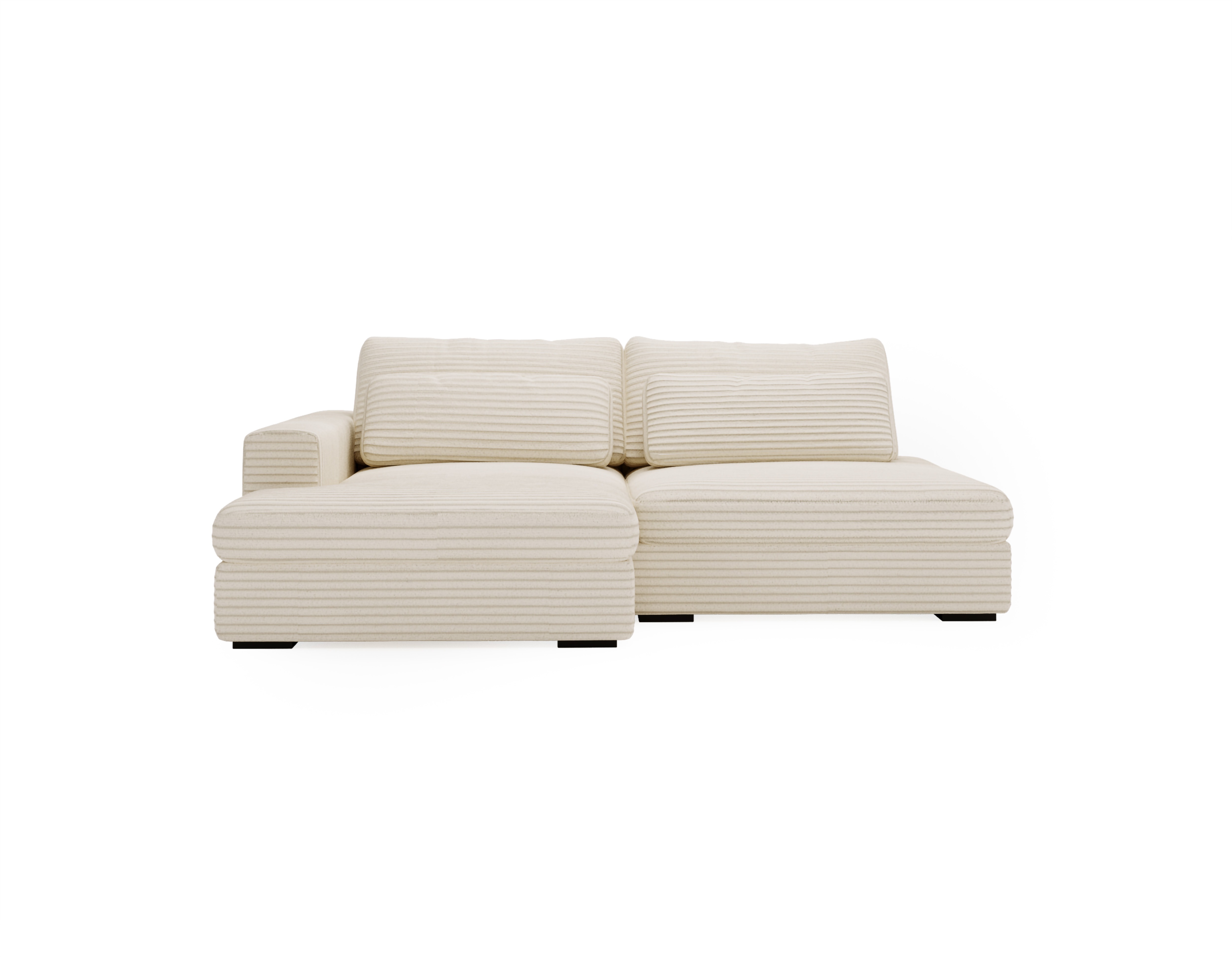 Ecksofa mit Schlaffunktion Beige CORD & Bettkasten