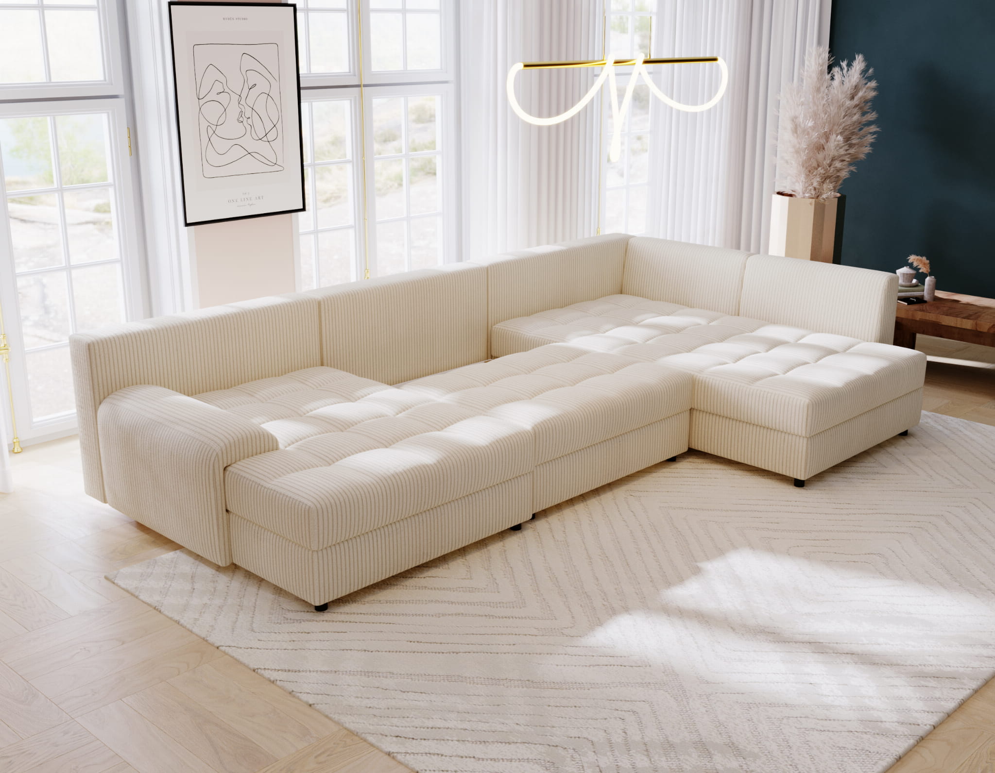 Wohnlandschaft APRIL mit Schlaffunktion & Bettkasten 