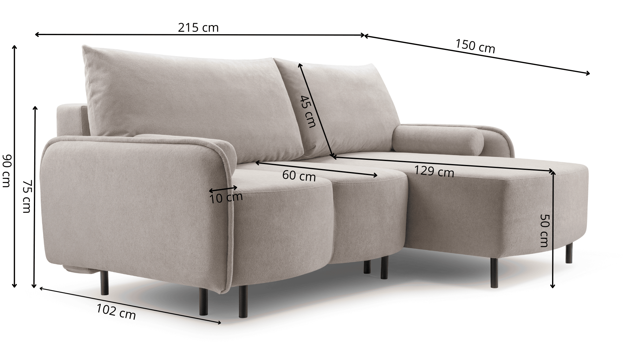 Eckschlafsofa mit Bettkasten Flori Eckschlafsofa mit Bettkasten Flori