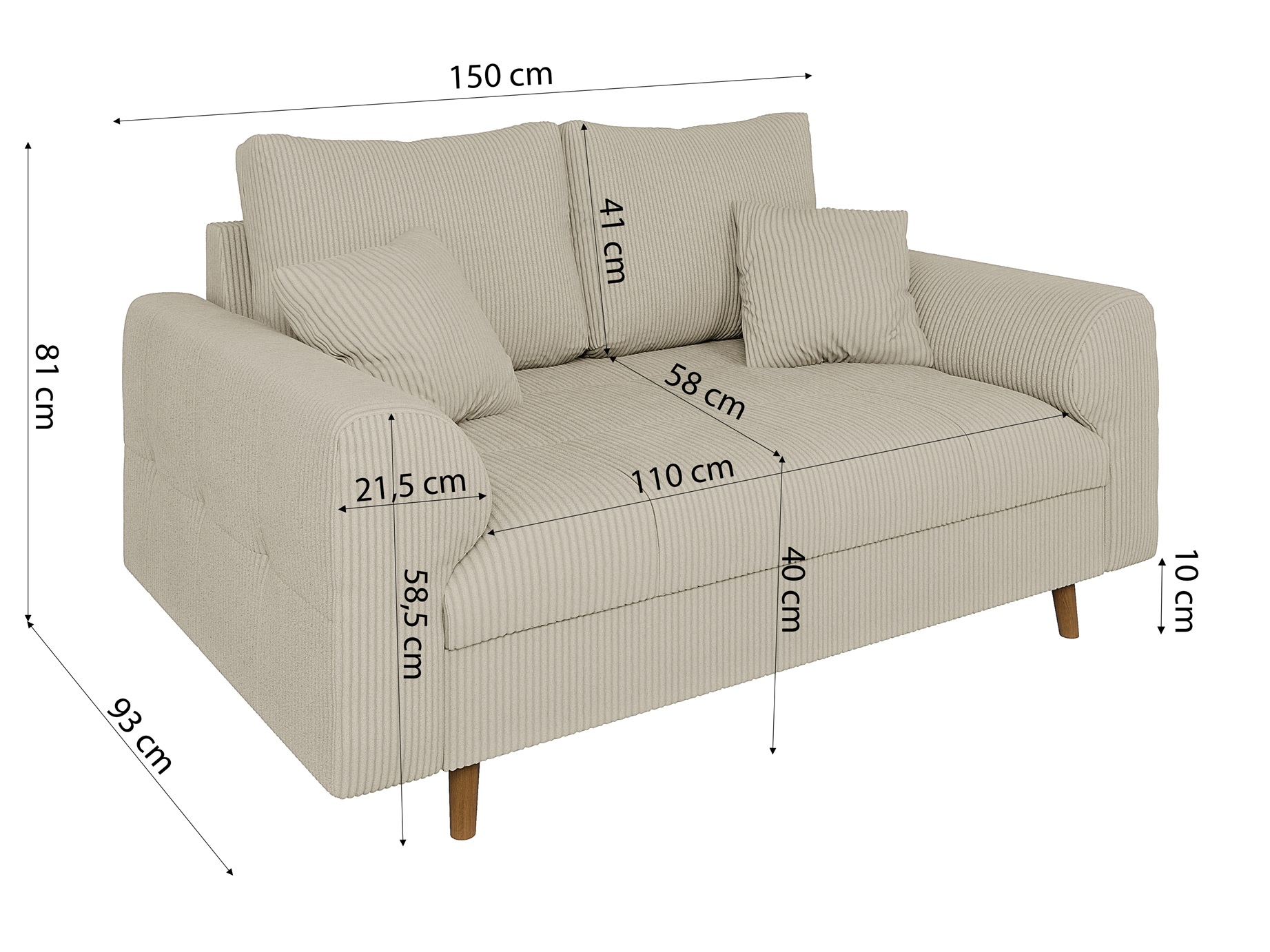 Cordsofa Ariella 2er