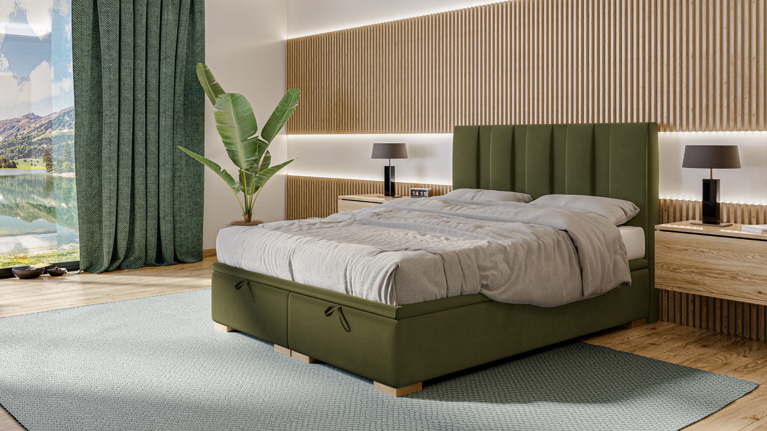 Polsterbett mit Bettkasten Line sant grun