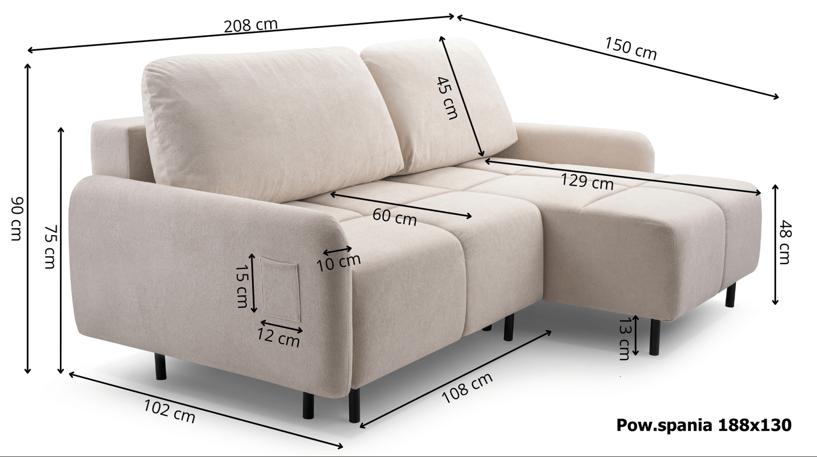 Ecksofa mit Schlaffunktion & Bettkasten Tiko Ecksofa mit Schlaffunktion & Bettkasten Tiko