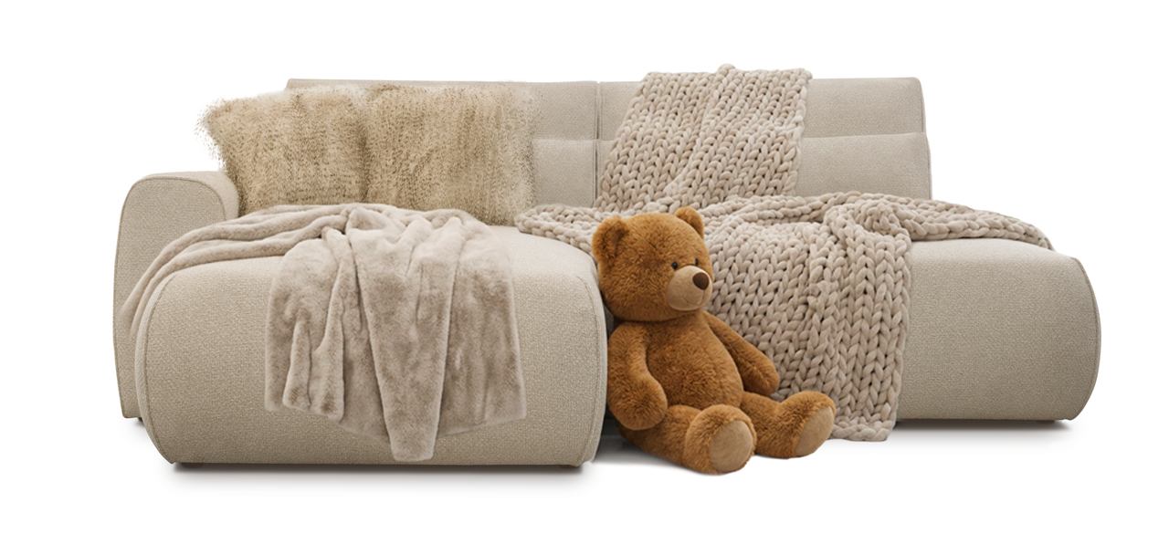 Ecksofa mit Schlaffunktion & Bettkasten MILA