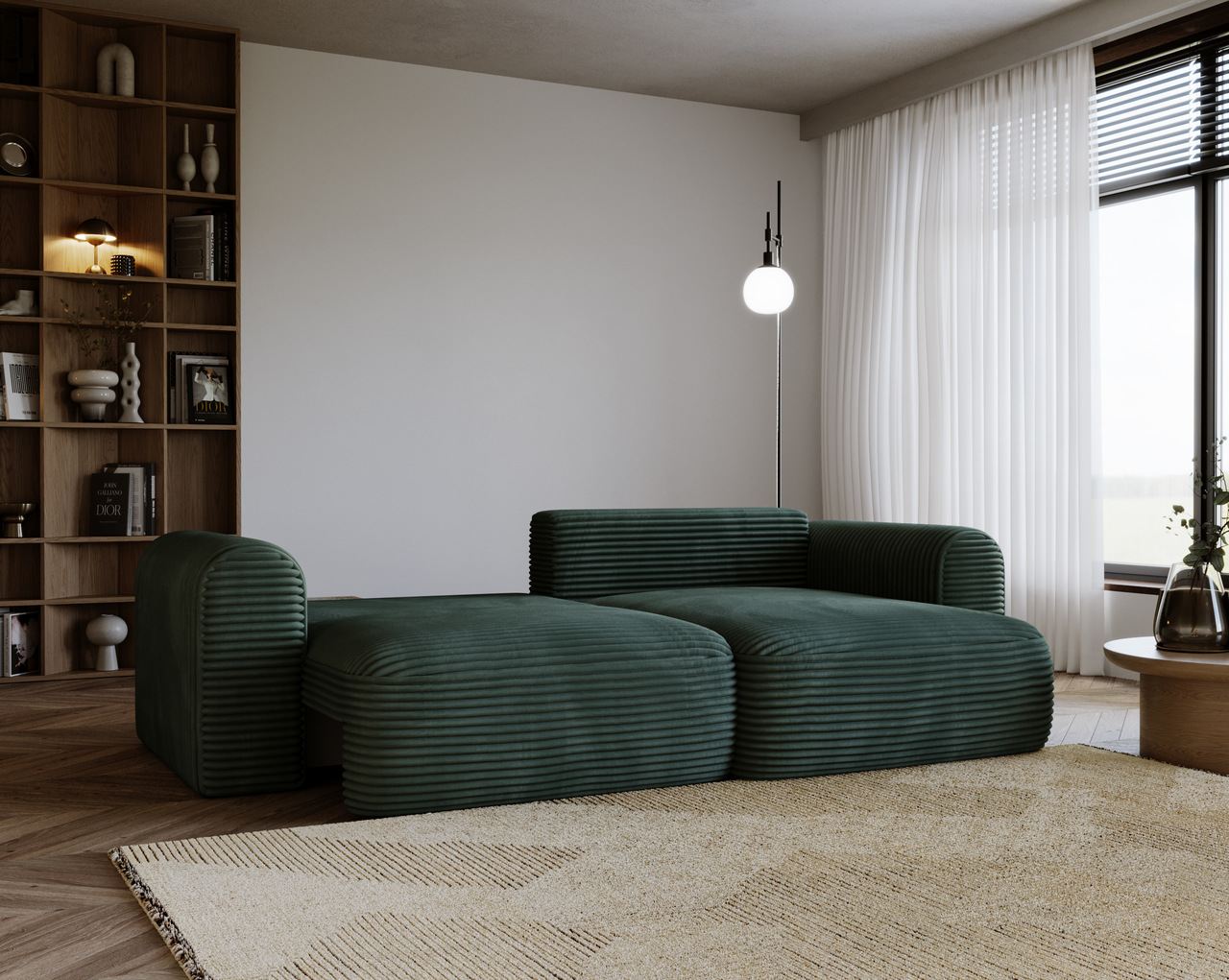 Ecksofa mit Schlaffunktion CORD Grün Next Ecksofa mit Schlaffunktion CORD Grün Next