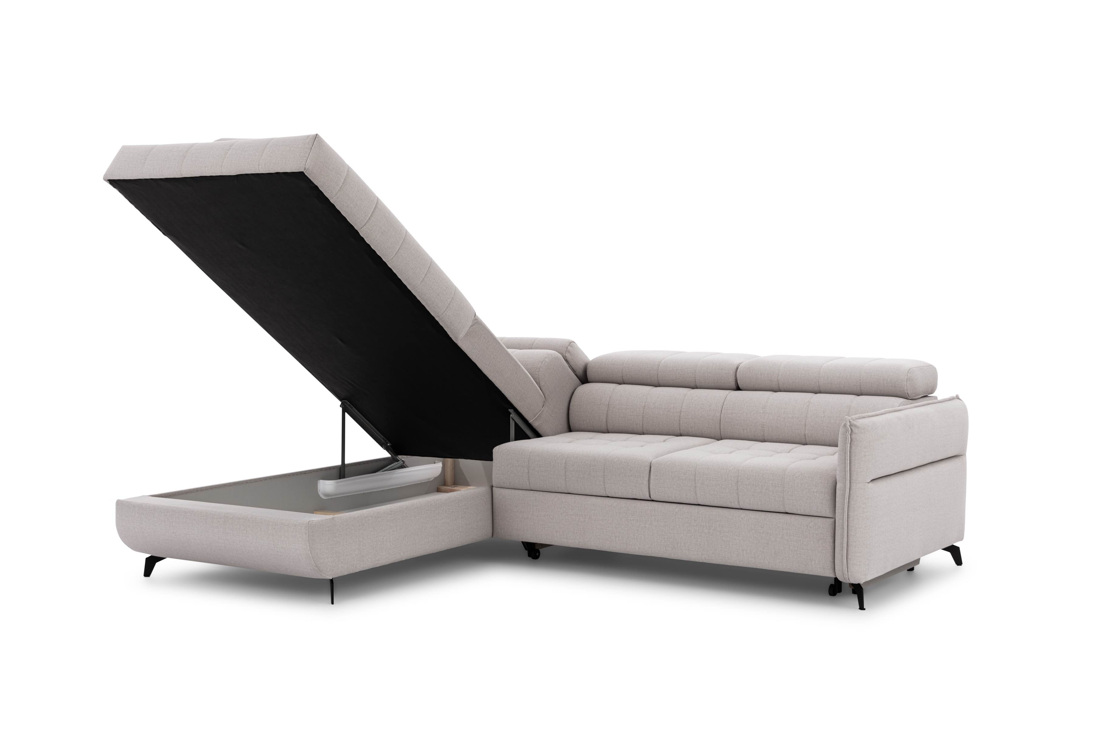 Ecksofa mit Schlaffunktion & Bettkasten Elarias