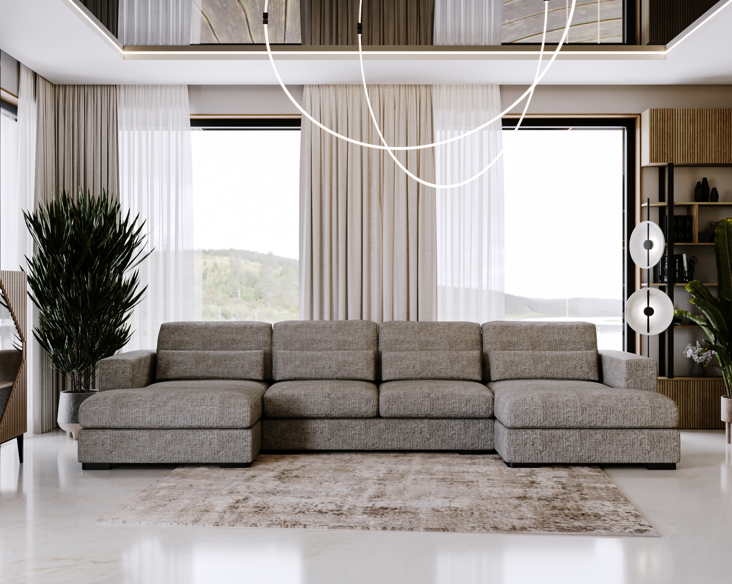 U-Sofa mit Schlaffunktion & Bettkasten Nova