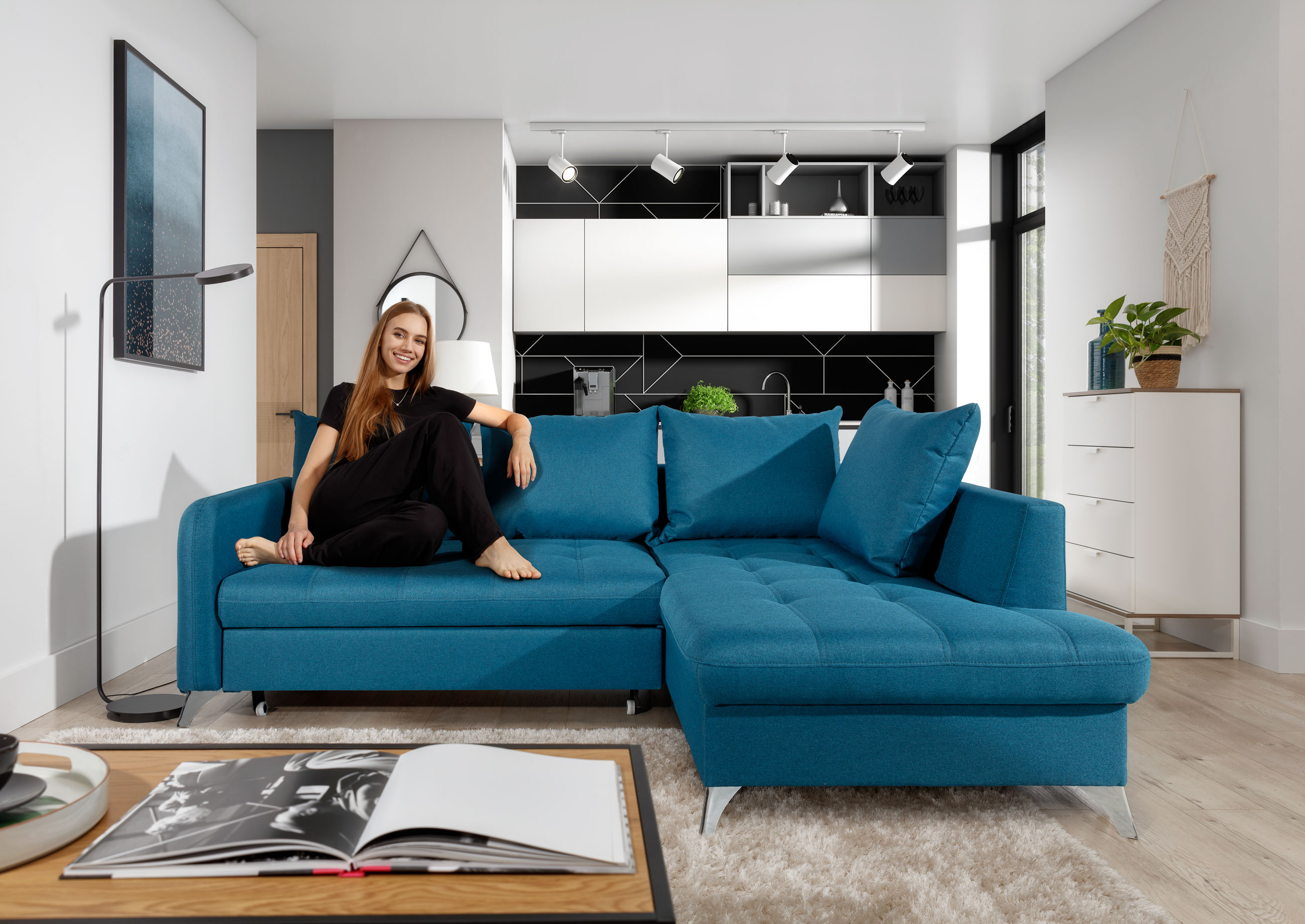 Ecksofa blau