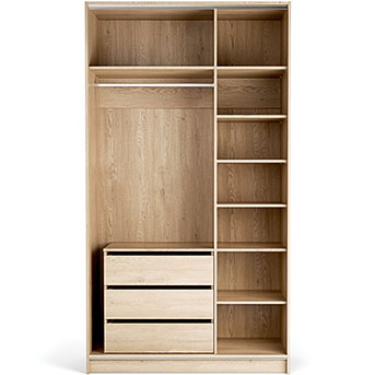 Kleiderschrank beige 125X225 STOR mit ROSÉGOLD Metallgriff