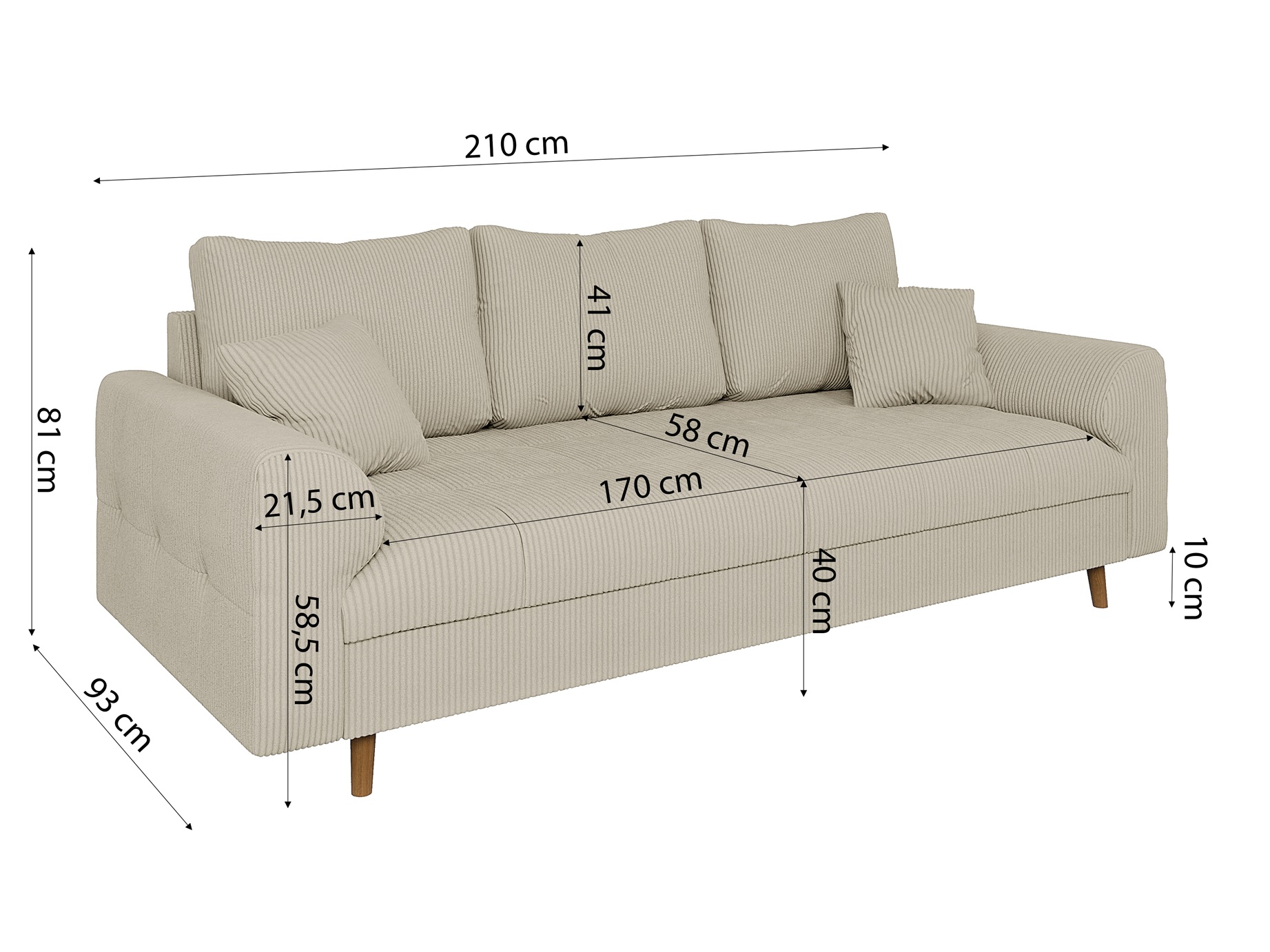 Cordsofa Ariella 3er