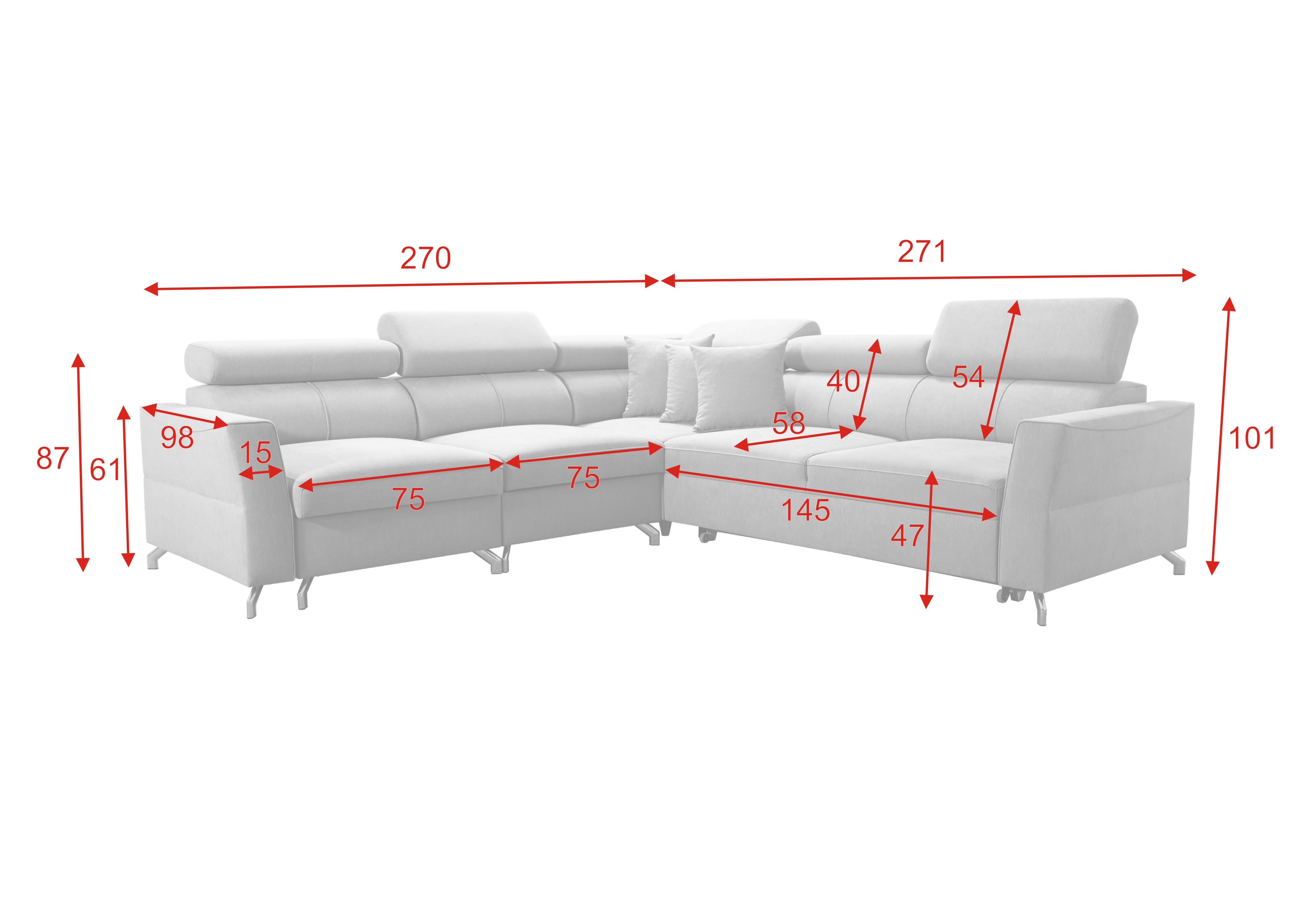 Eckschlafsofa Valentina L2