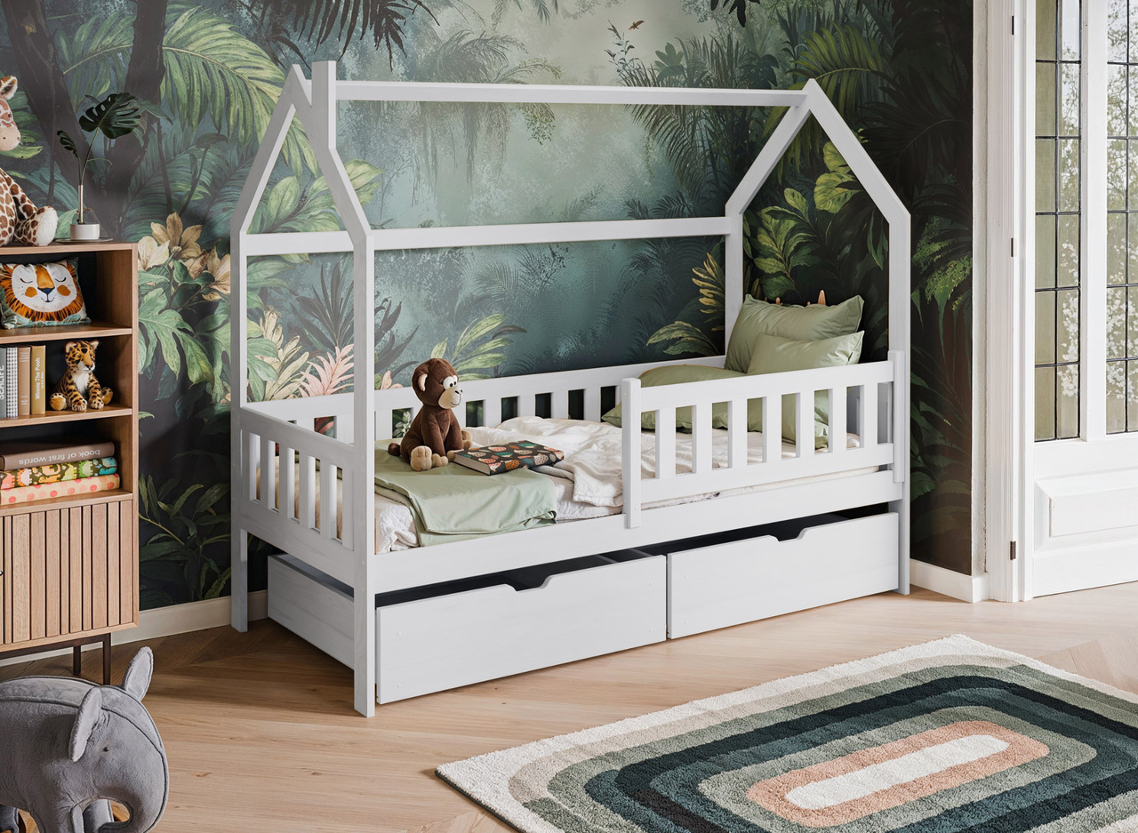 Kinderbett Haus Natan 80 Kinder Hausbett Natan 90 weiss