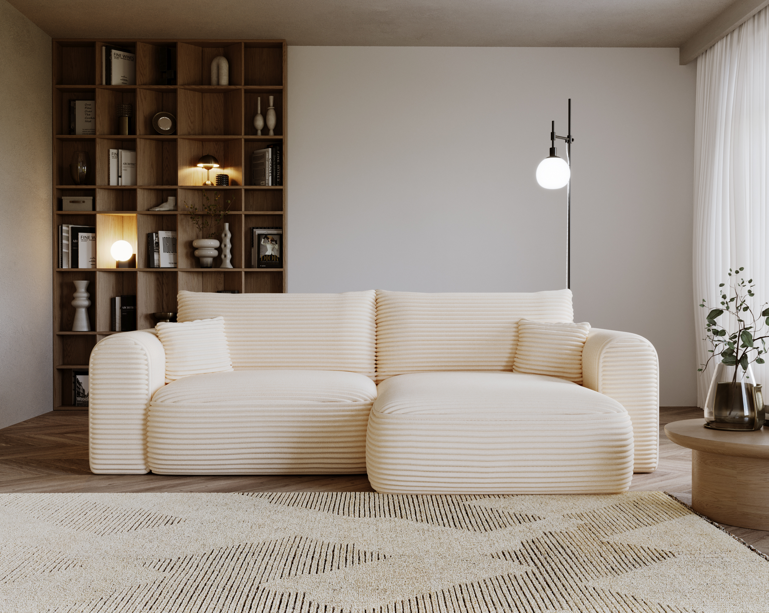 Ecksofa mit Schlaffunktion CORD BEIGE Next Ecksofa mit Schlaffunktion CORD BEIGE Next