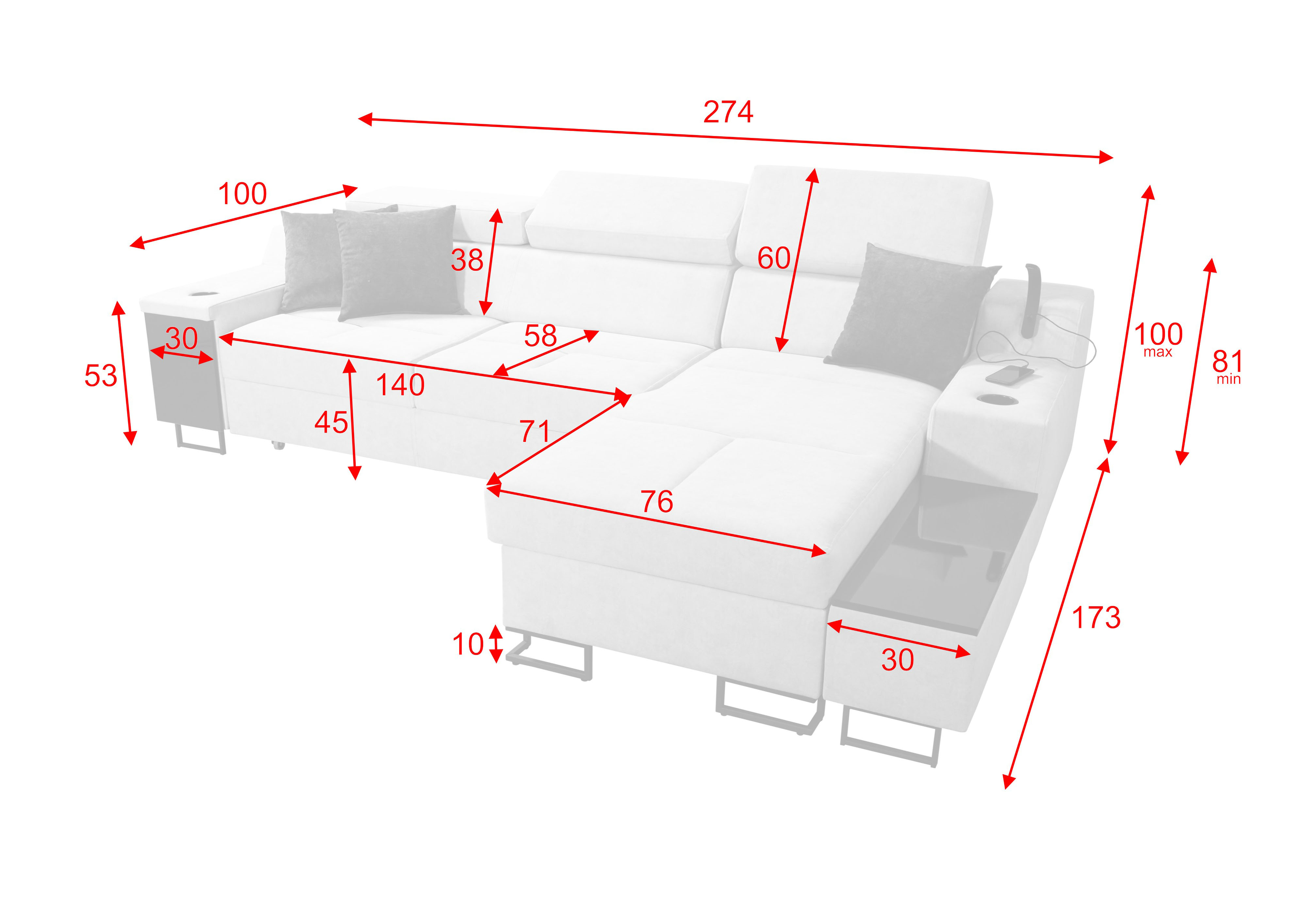 Ecksofa mit Schlaffunktion Alicante mini