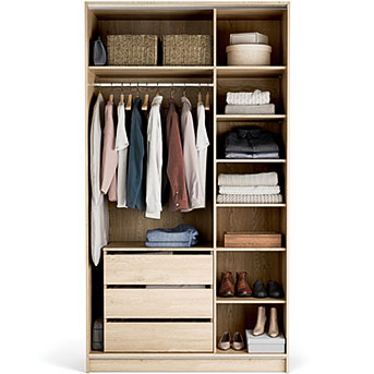 Kleiderschrank beige 125X225 STOR mit ROSÉGOLD Metallgriff