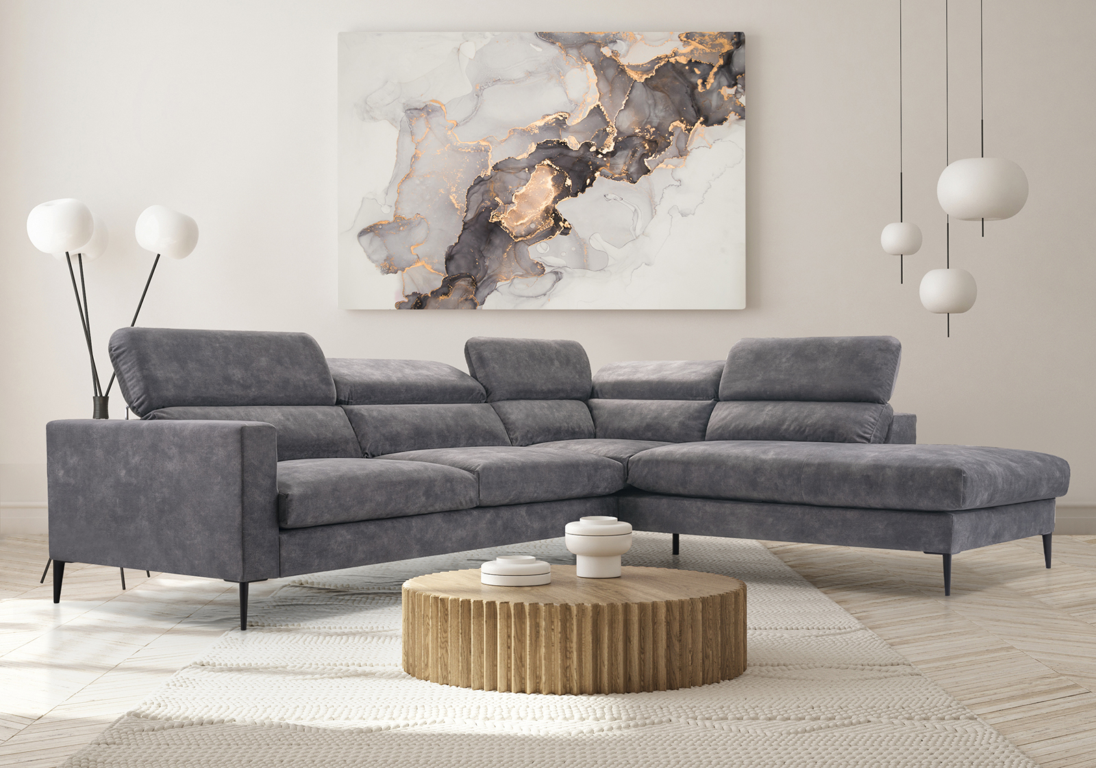 modern Sofa L-Form Cayenne grau