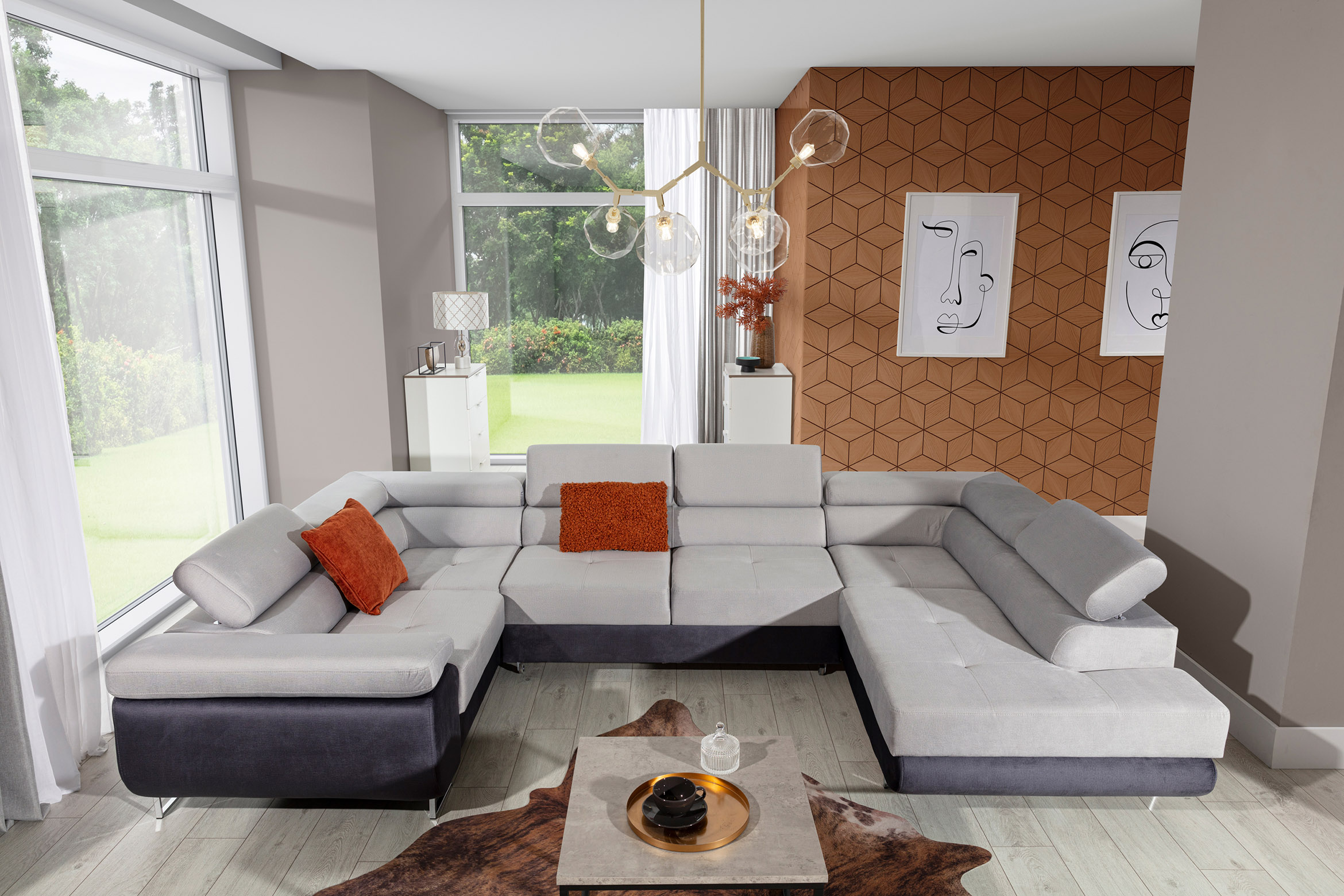 sofa&bett Wohnlandschaft in U-Form mit Funktion Torino