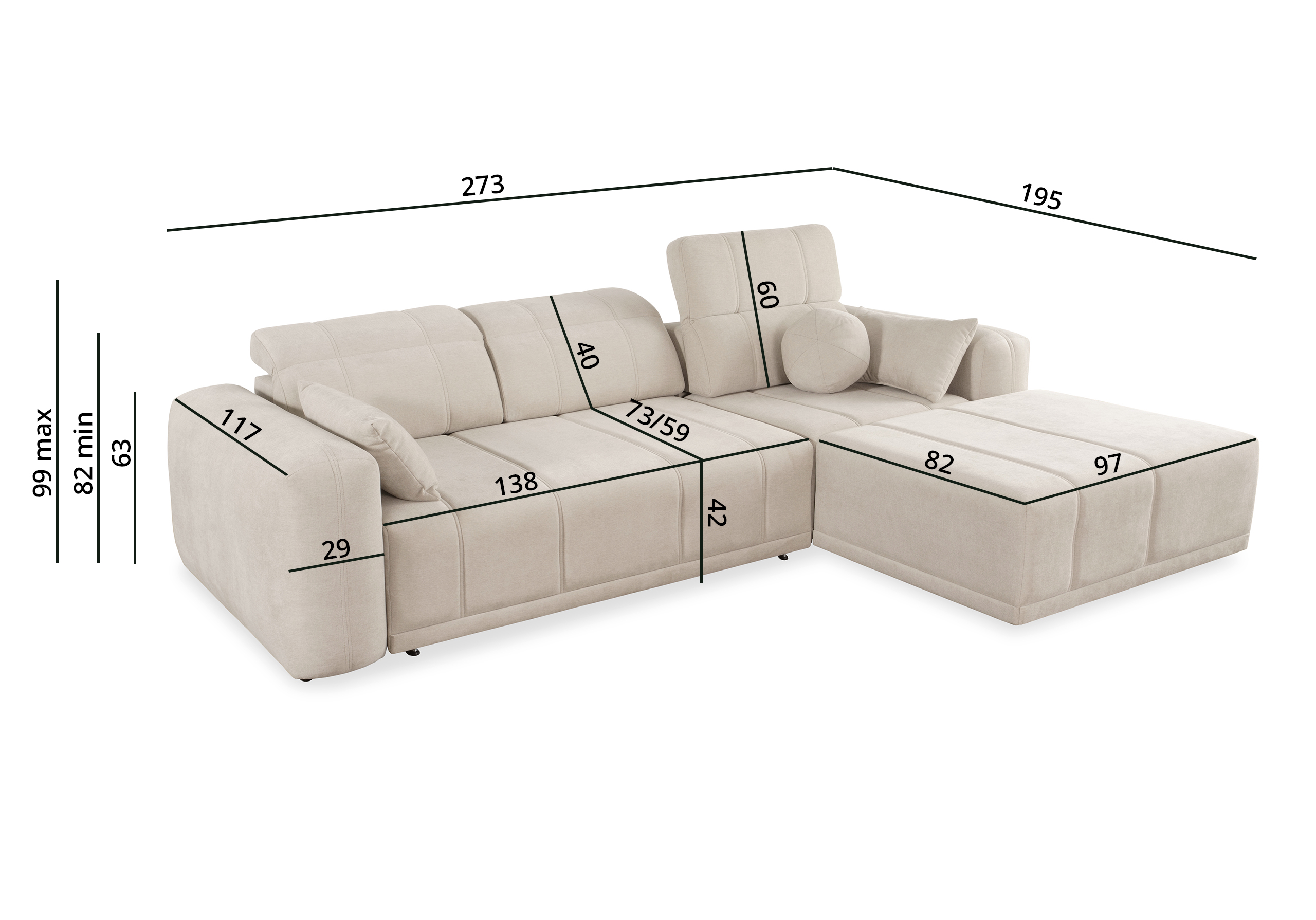 Eckschlafsofa Leonardo mini