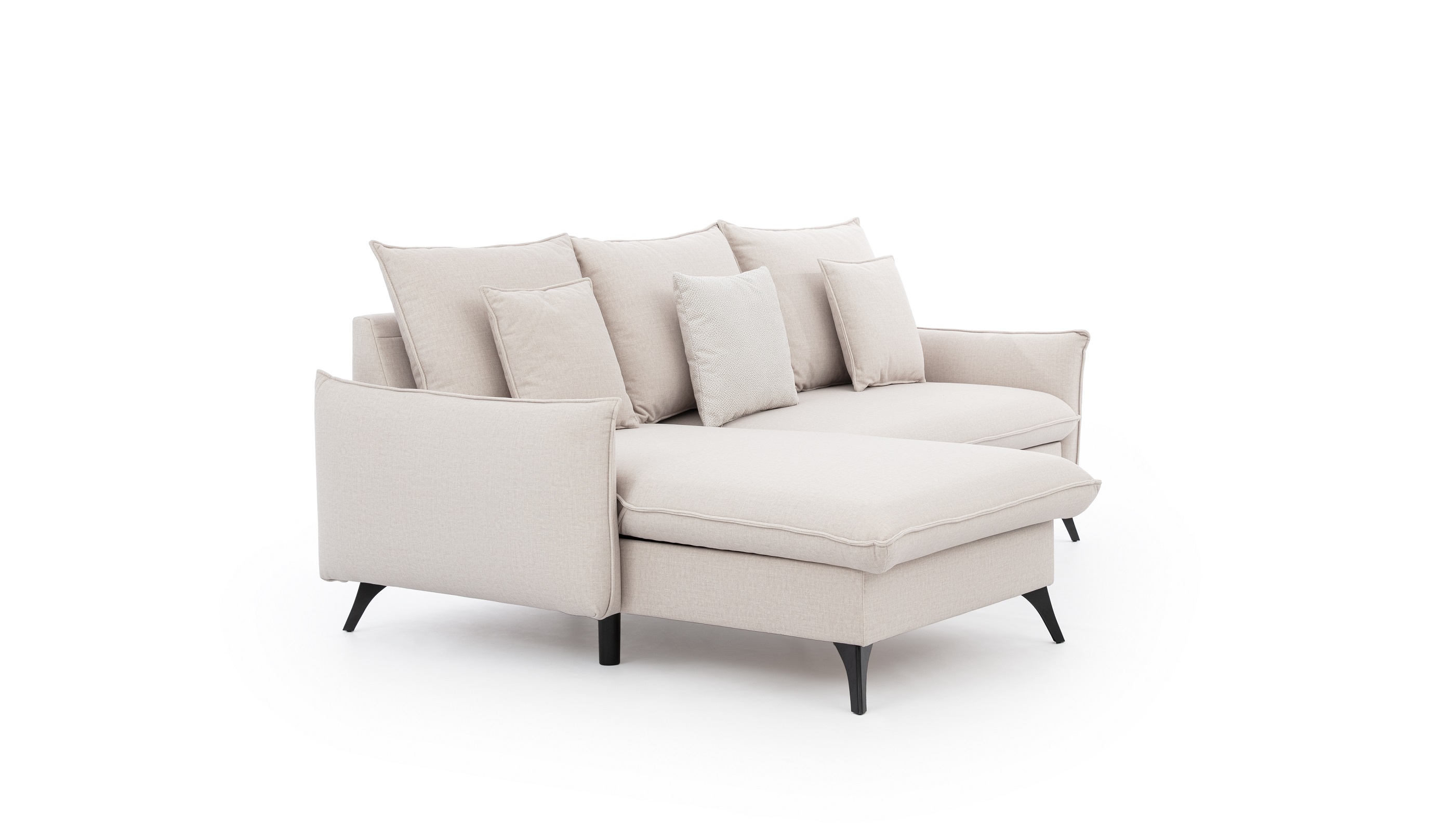 Ecksofa mit Schlaffunktion beige mit bettkasten