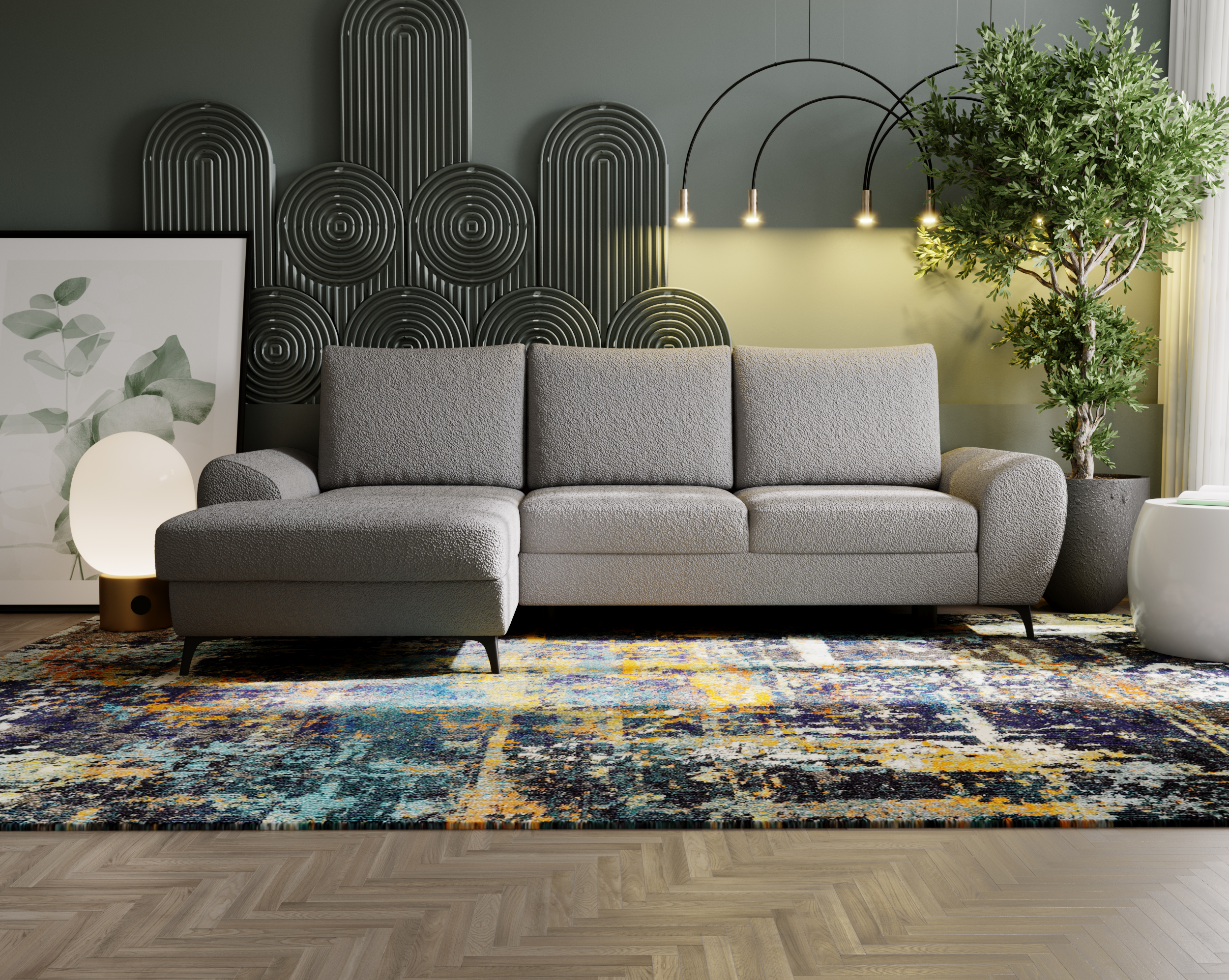 Ecksofa mit Schlaffunktion & Bettkasten LOKI