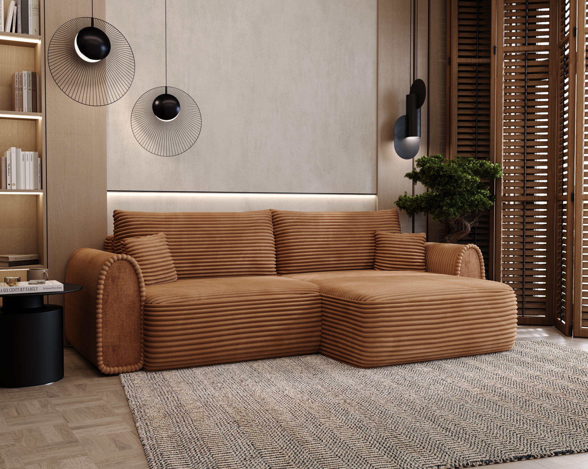 Cord Ecksofa mit Schlaffuktion & Bettkasten Nella