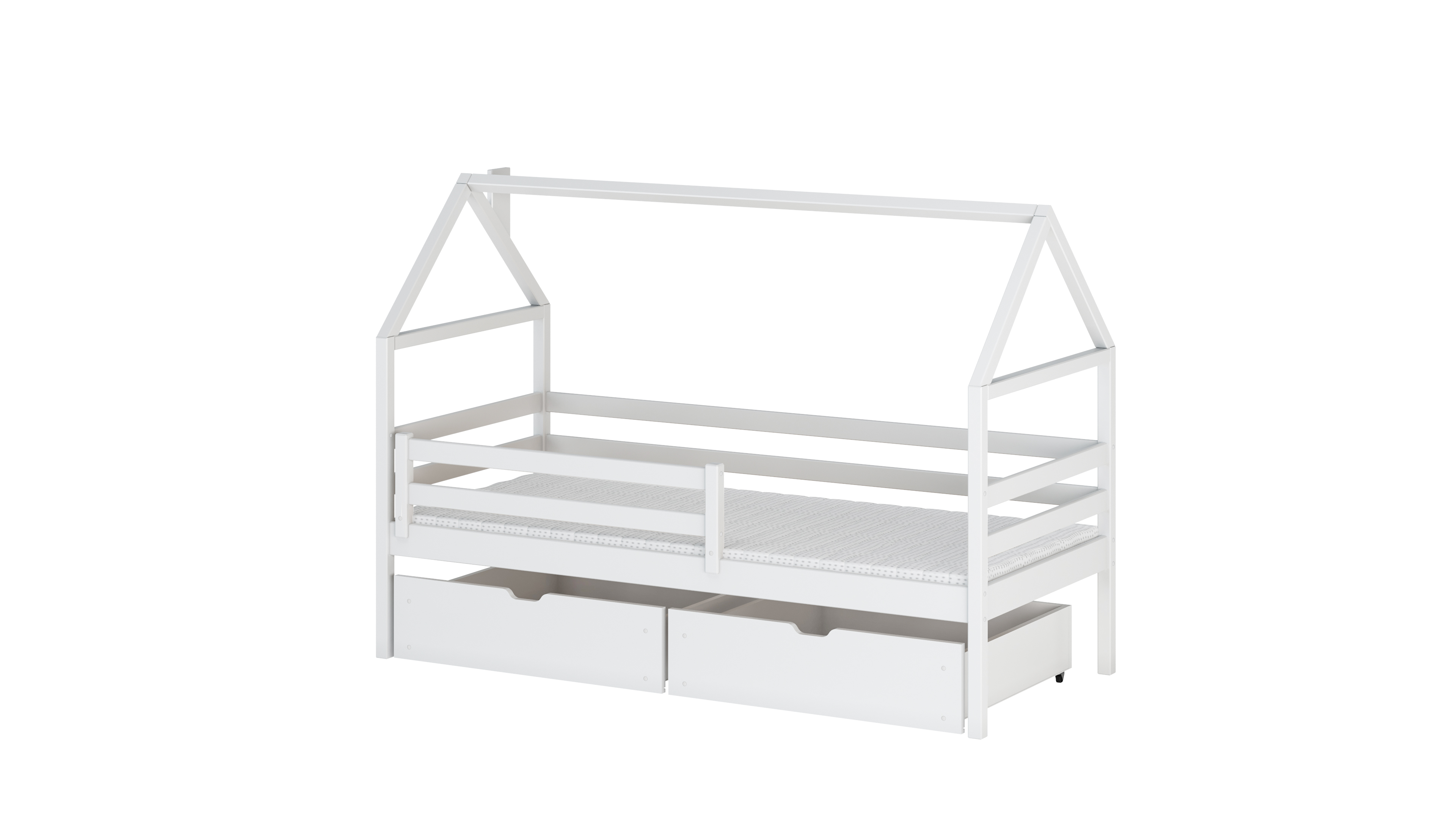 Hausbett 90x200 Aron mit 2 Schubladen weiss