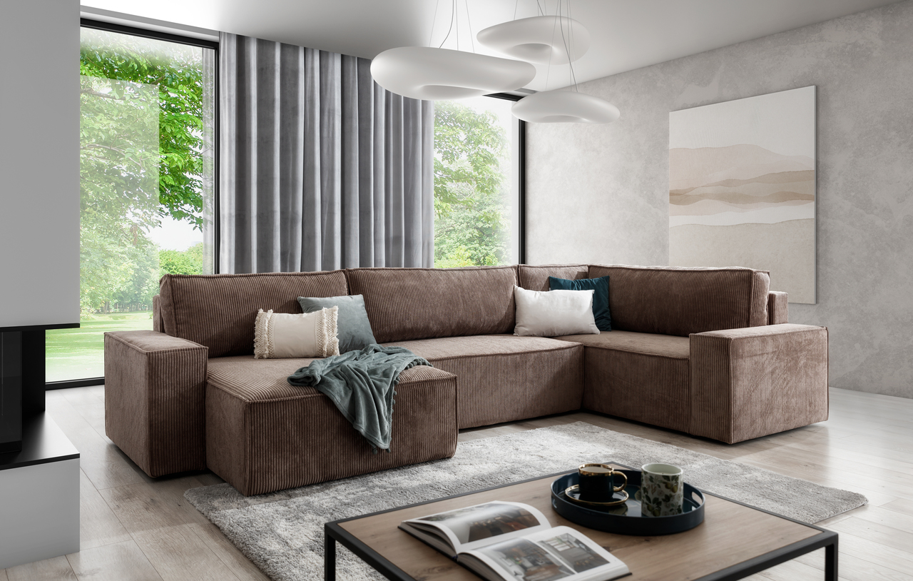 Couch U Forn Flabio mit Schlaffunktion & Bettkasten