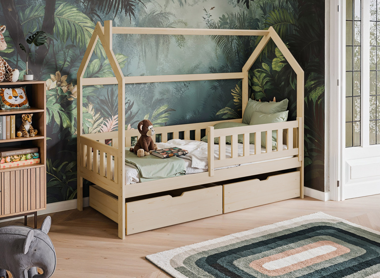 Kinderbett Haus Natan 80 Kinder Hausbett Natan 90 natur Kiefer