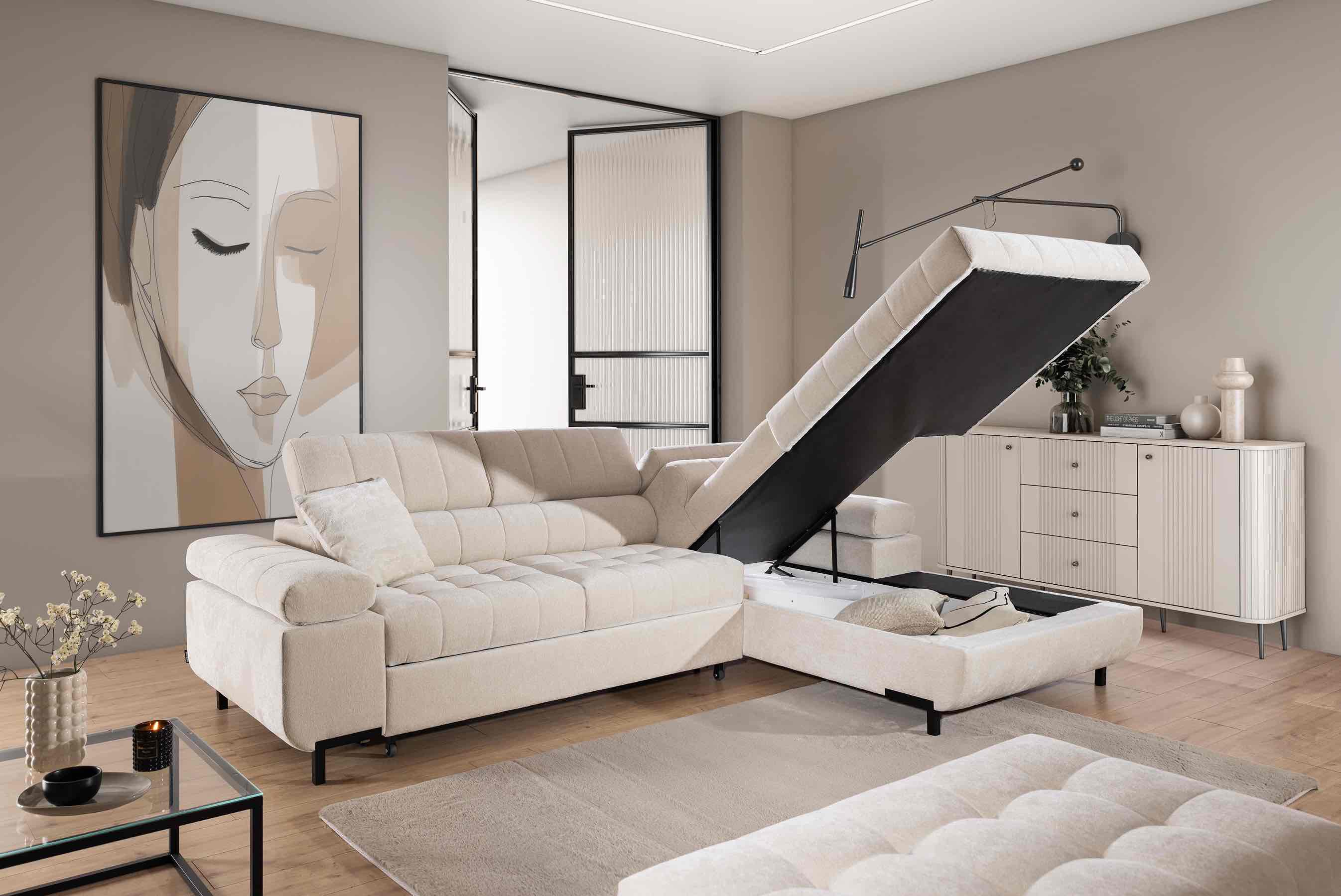 Ecksofa mit Schlaffunktion & Bettkasten Romeo mini