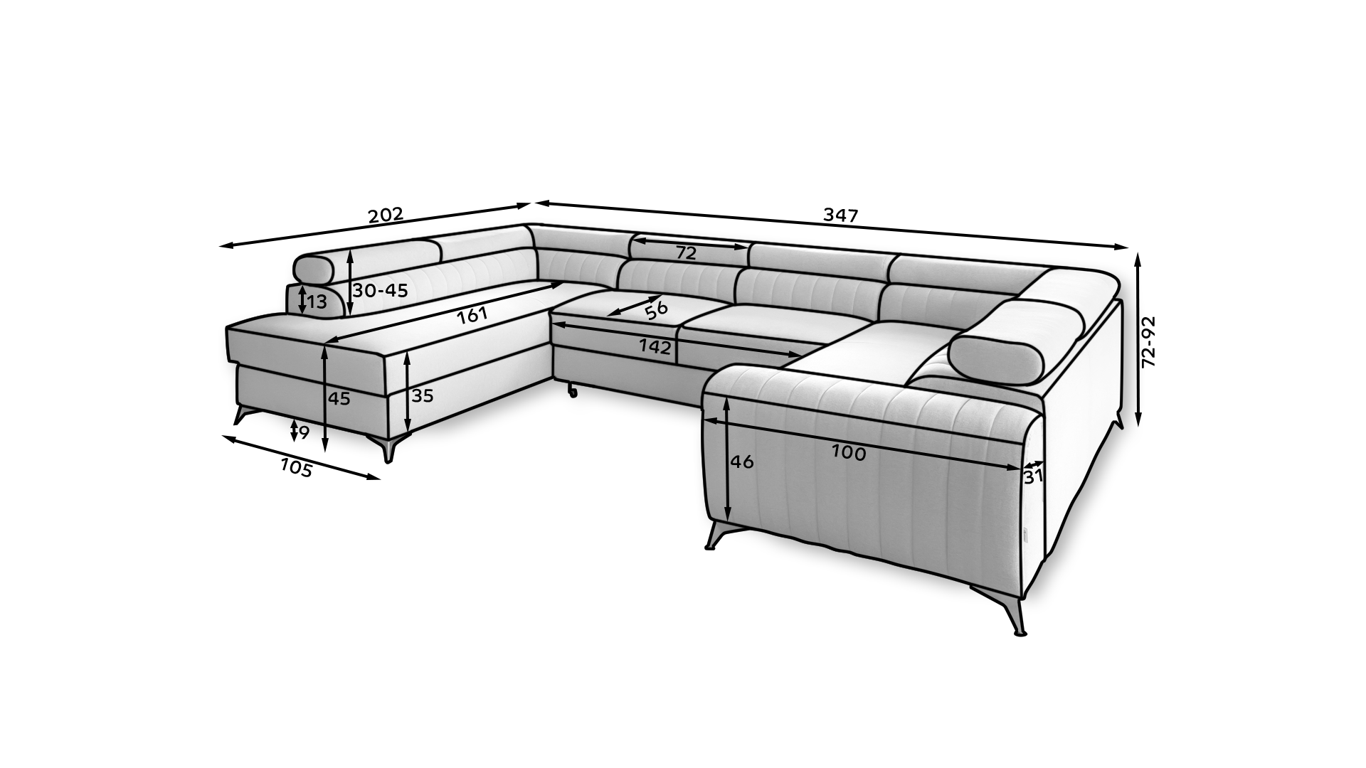 Wohnlandschaft U-Form Louise