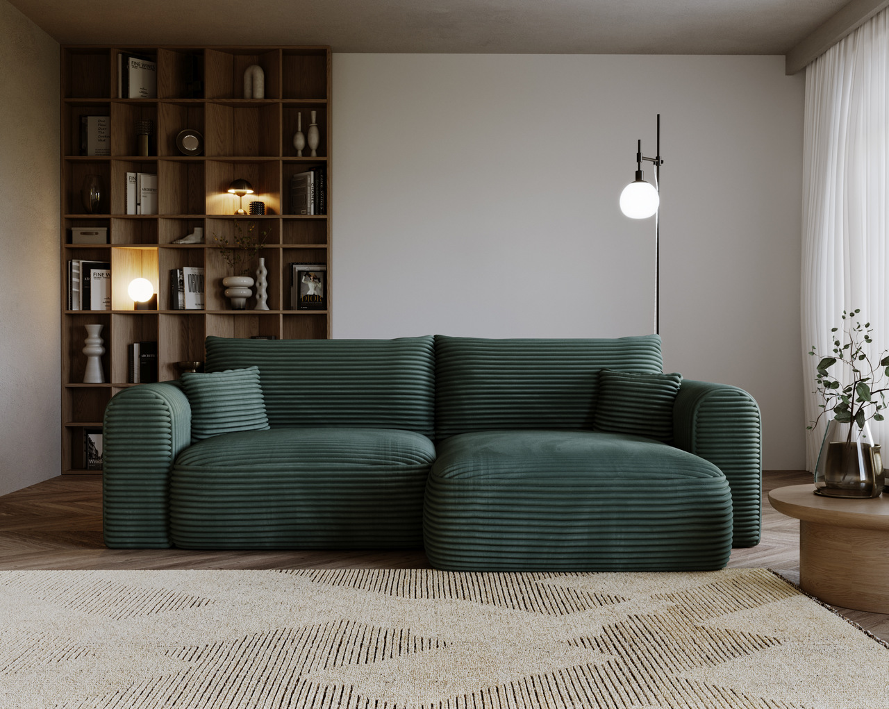 Ecksofa mit Schlaffunktion CORD Grün Next Ecksofa mit Schlaffunktion CORD Grün Next