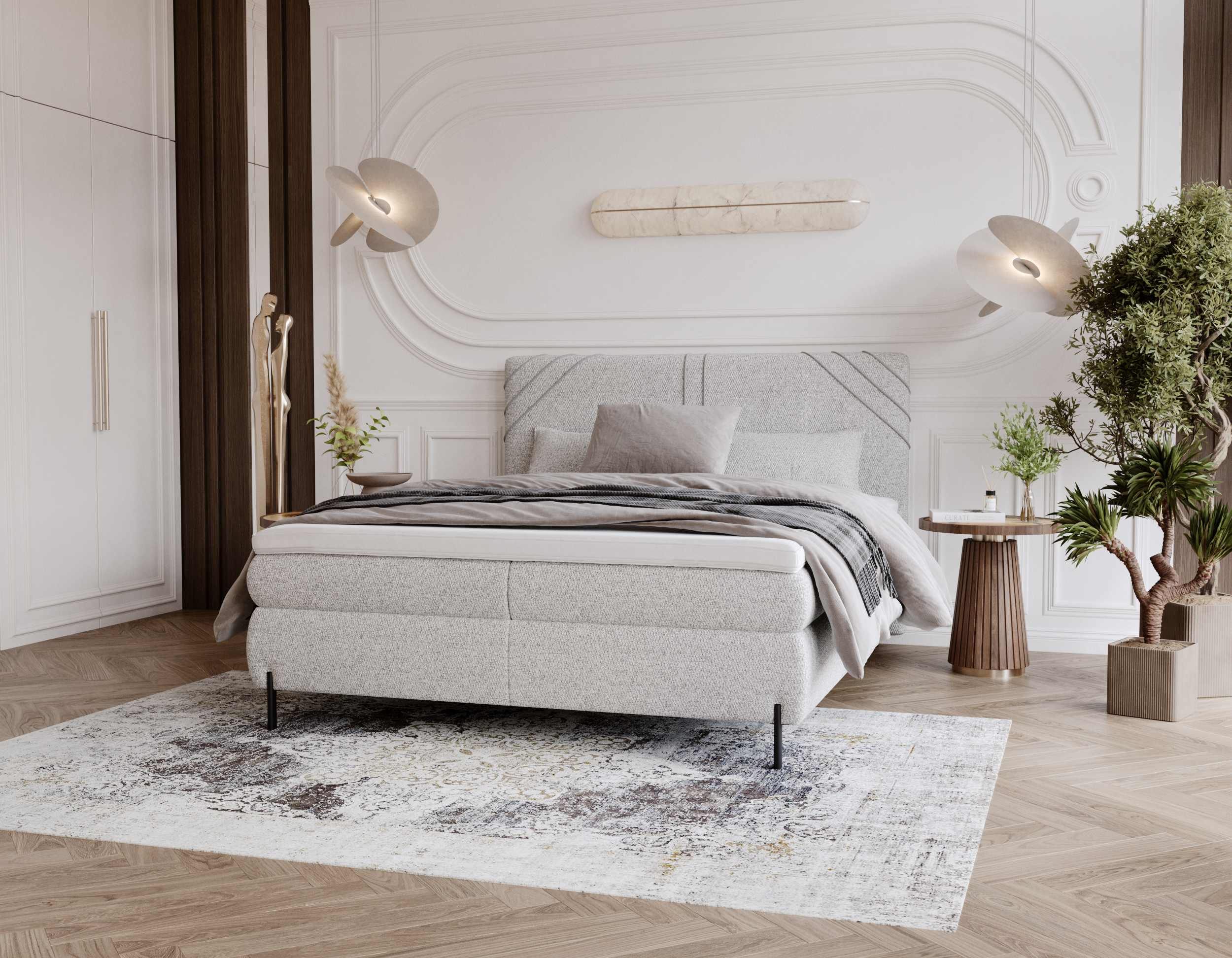 Boxspringbett mit Bettkasten 140x200 Choco