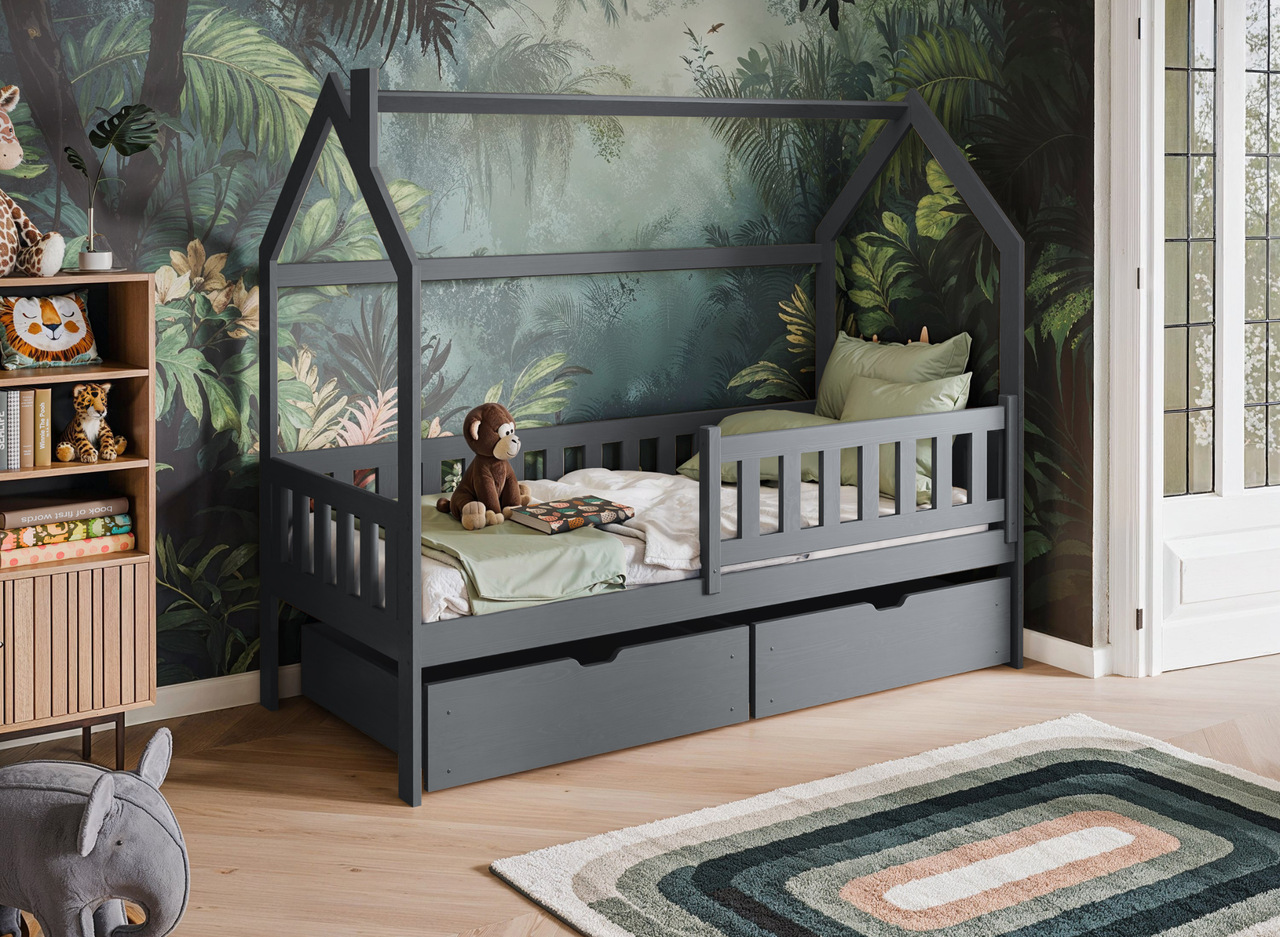 Kinderbett Haus Natan 80 Kinder Hausbett Natan 90 graphit