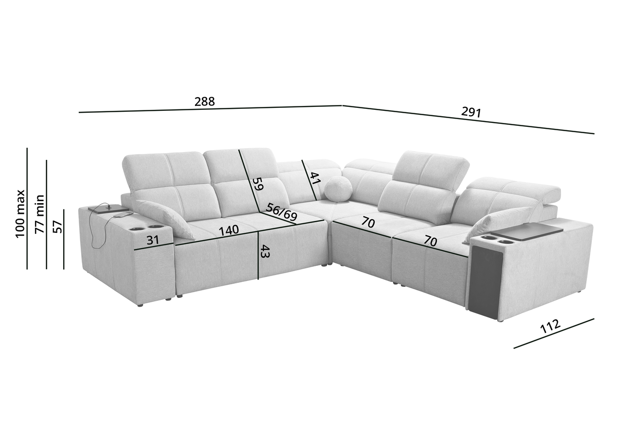 Ecksofa mit Relaxfunktion Lagos LUX