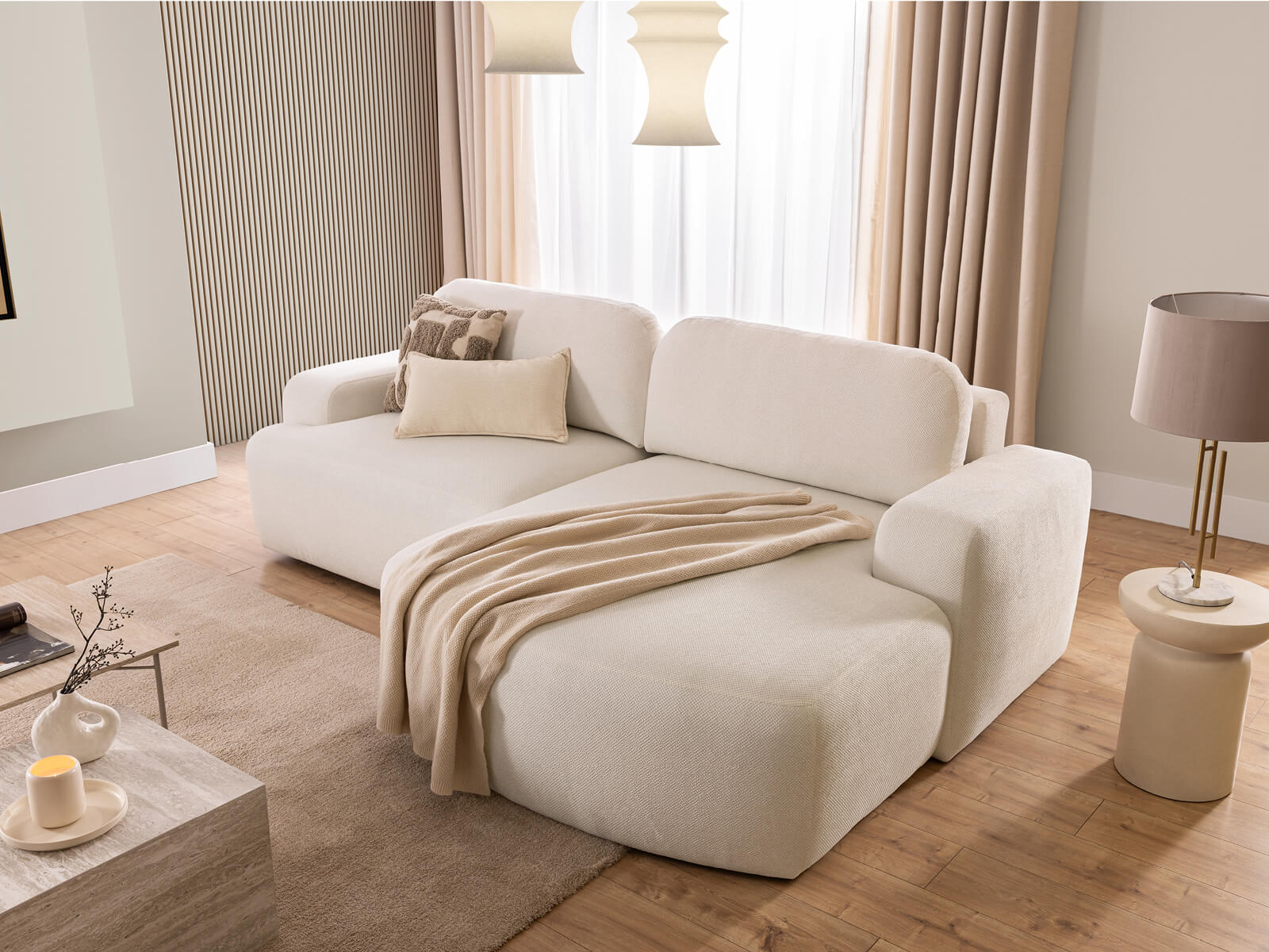 Ecksofa mit Schlaffunktion & Bettkasten Alma