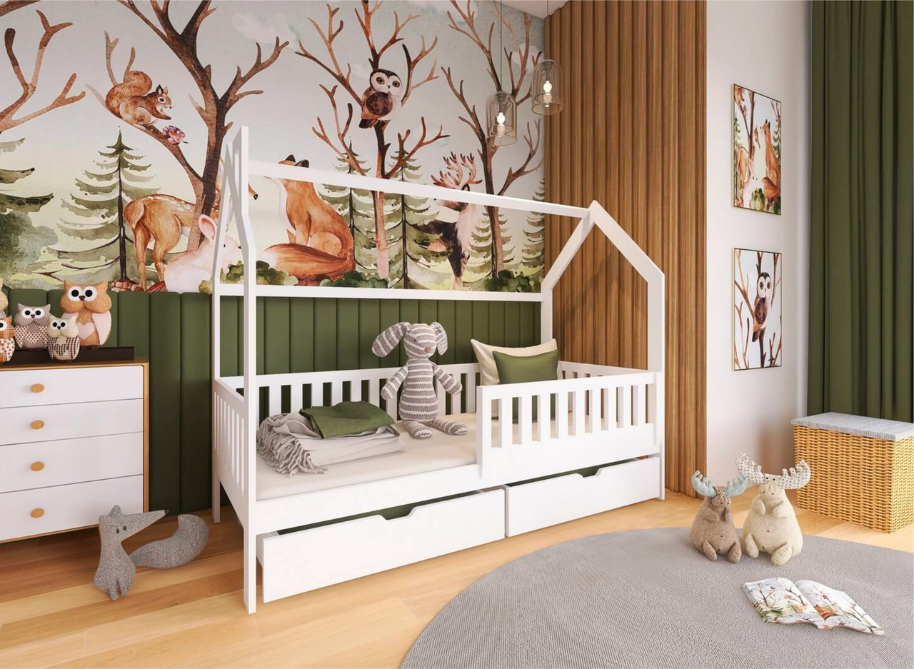 Kinderbett Haus Natan 80 Kinder Hausbett Natan 90 weiss