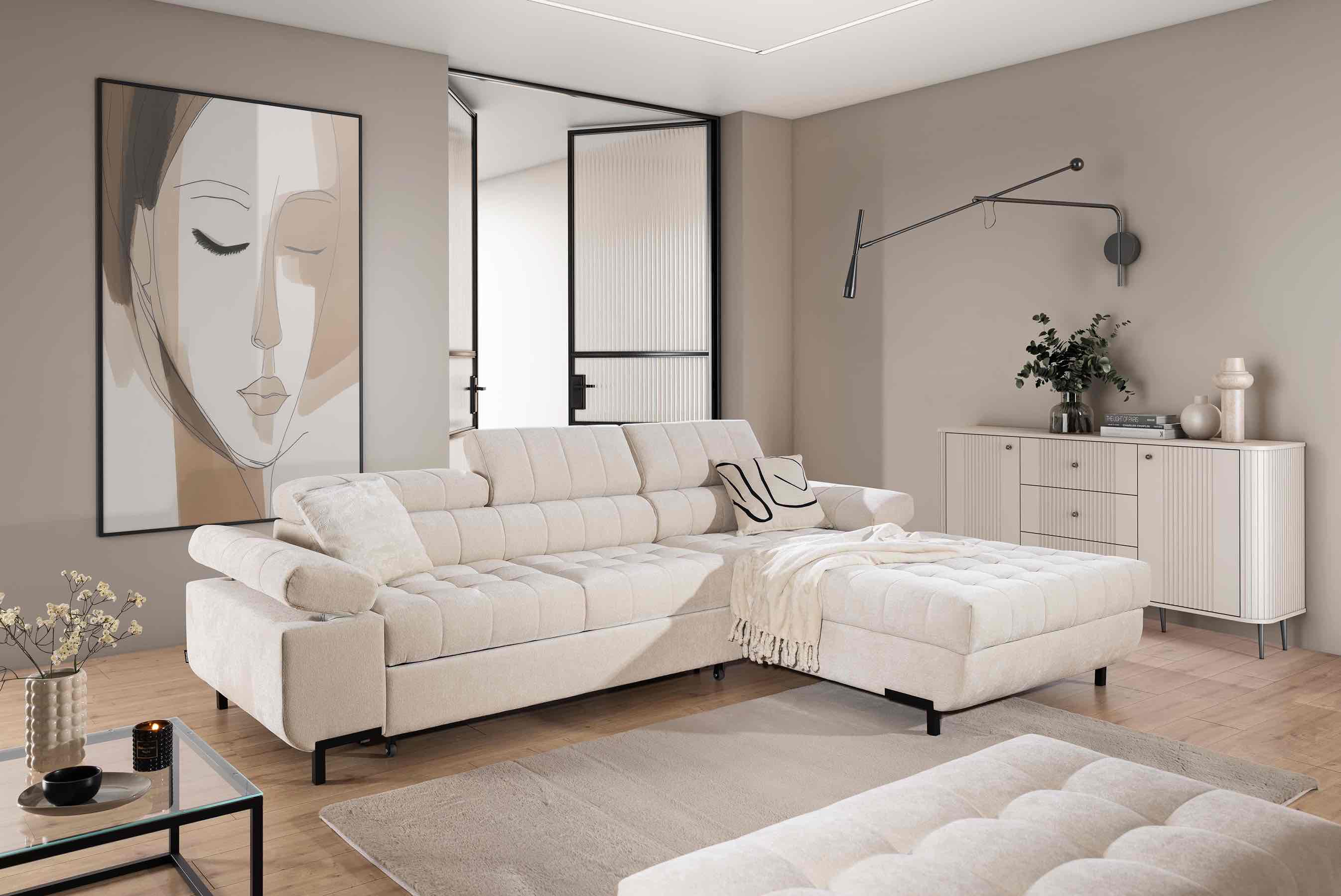 Ecksofa mit Schlaffunktion & Bettkasten Romeo mini