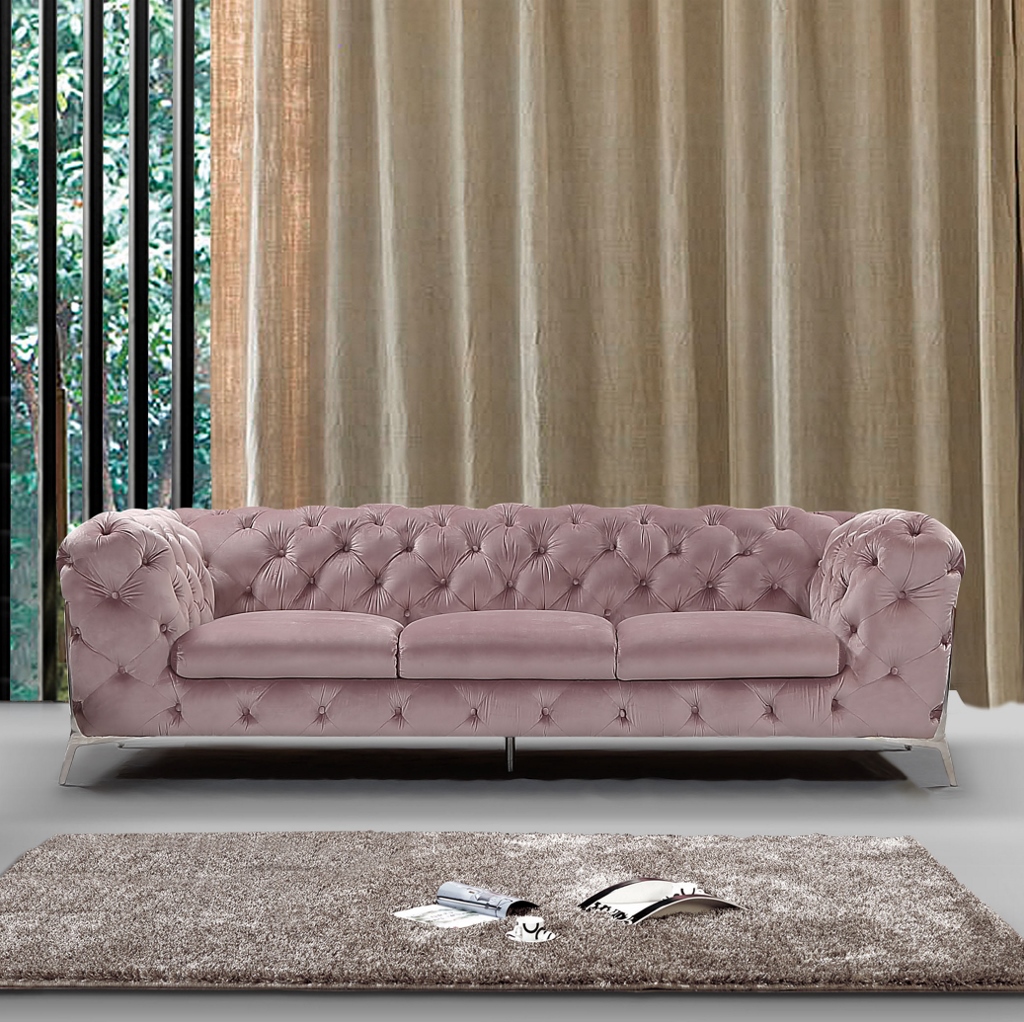 Sofa Chesterfield Losangeles 3 rosa