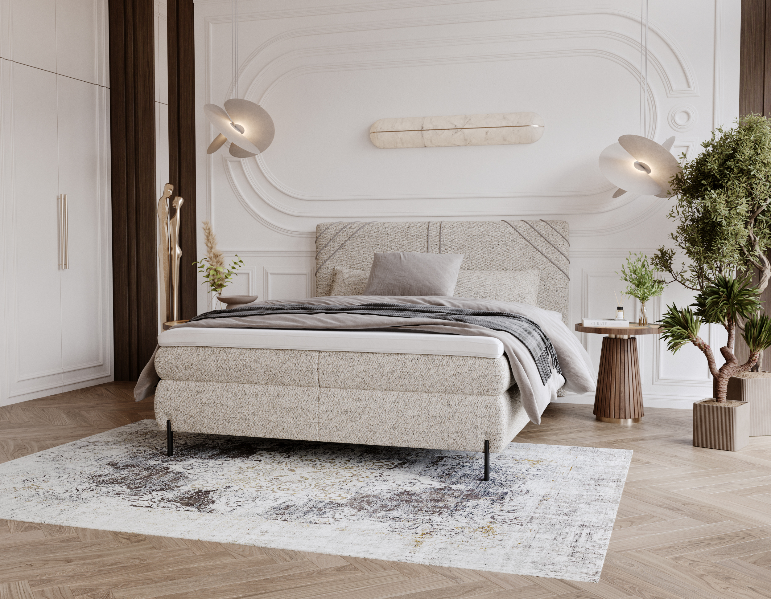 Boxspringbett mit Bettkasten 140x200 Choco