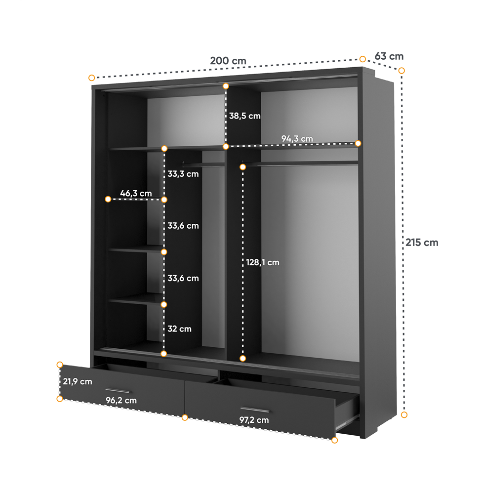 Kleiderschrank Schwarz AR-05