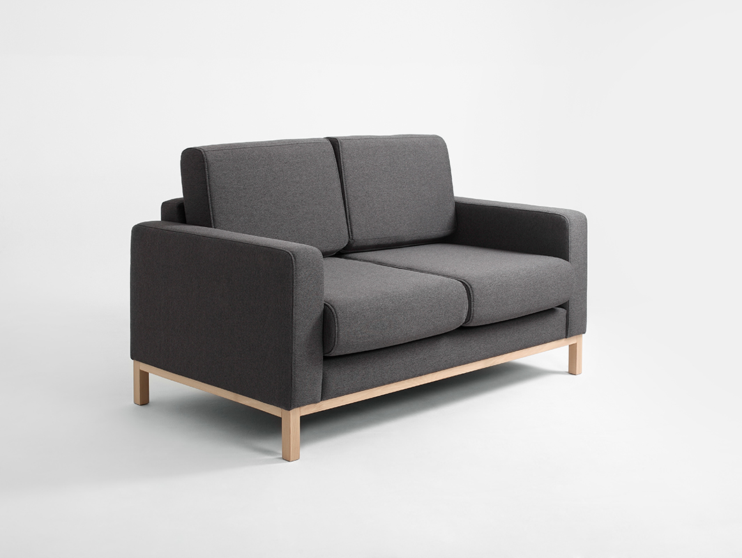 2-Sitzer Sofa mit holz schwarz Scandic