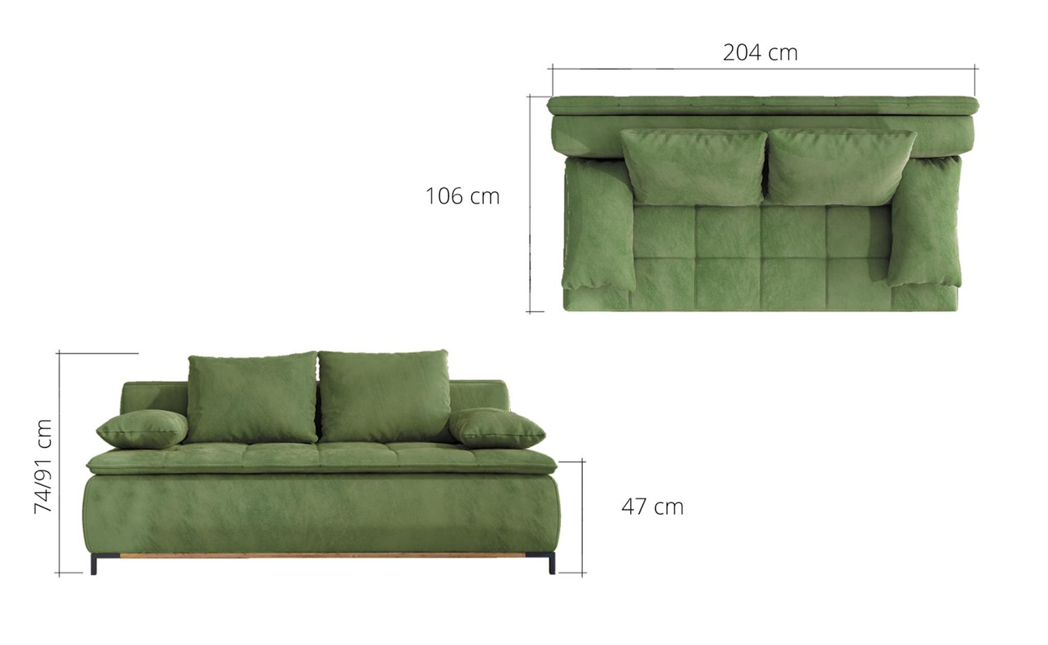 Sofa mit bettfunktion abmessungen