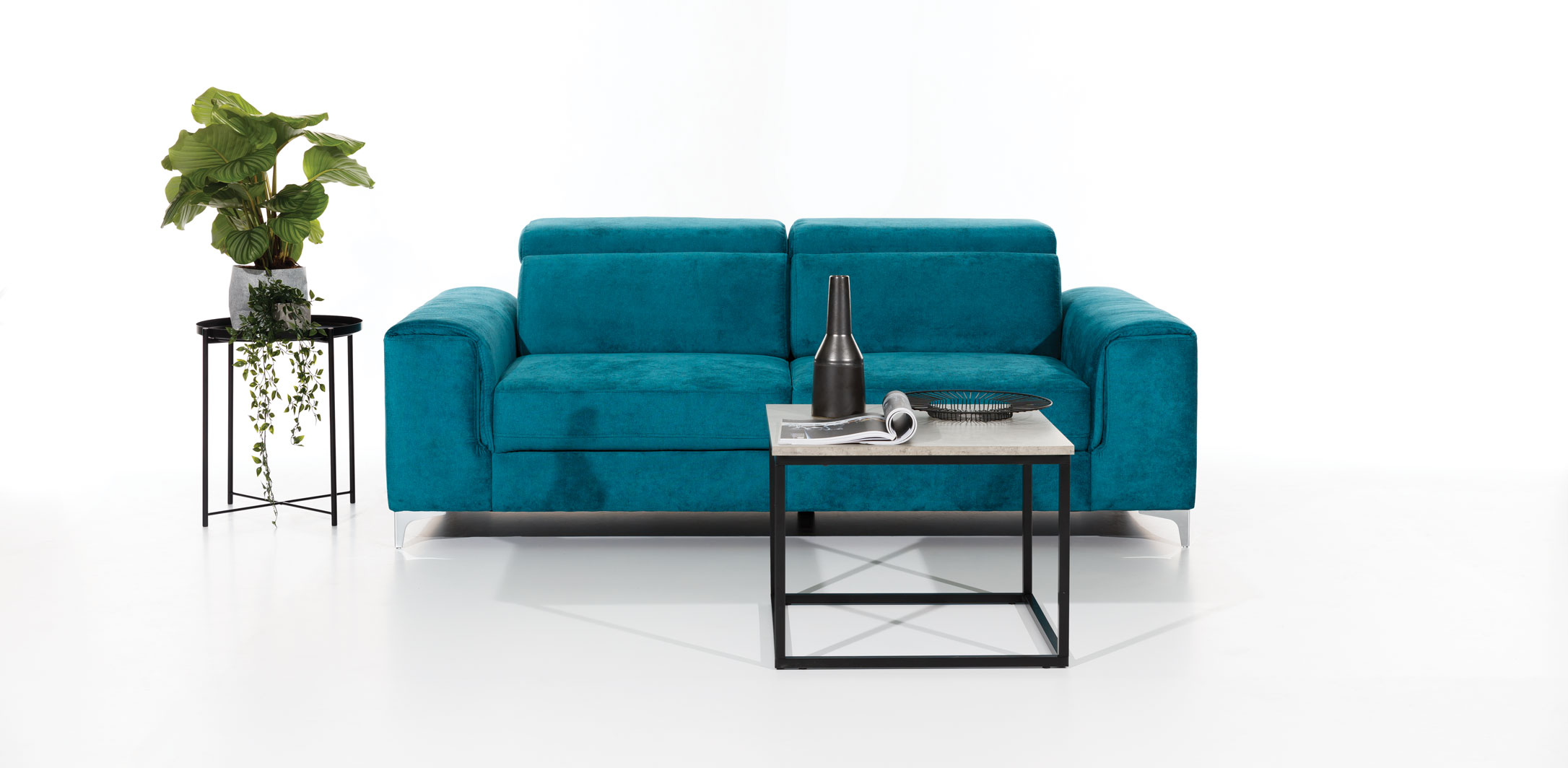 Sofa samt blau mit Kopfteilverstellung Genova 3 2