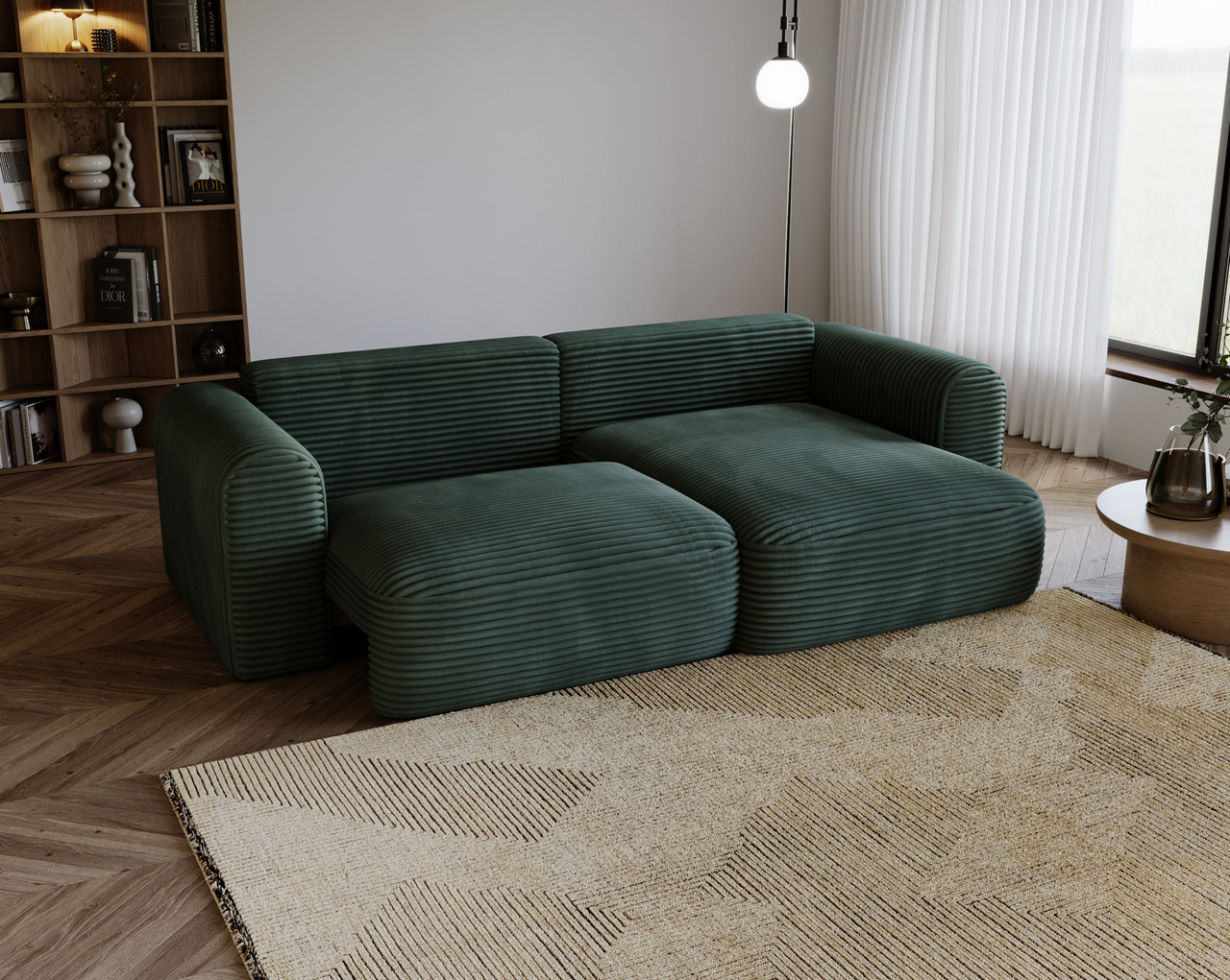 Ecksofa mit Schlaffunktion CORD Grün Next Ecksofa mit Schlaffunktion CORD Grün Next